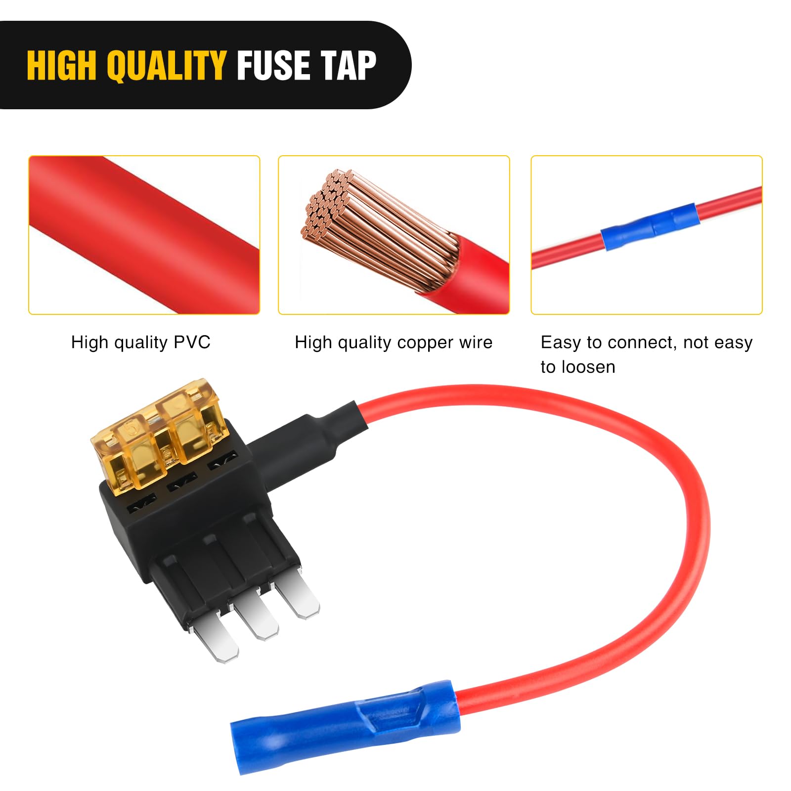 Nilight 2 Pack Micro 3 Fuse Tap Add-A-Circuit Blade Style Expandable Circuit Tap Adapter Powers 12 Volt Underbody Underglow Inte