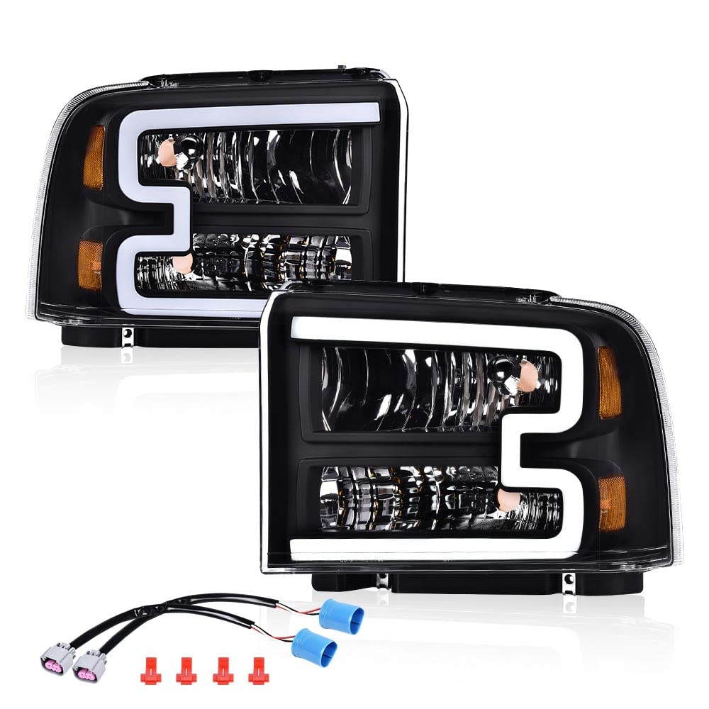 Pit66 Led Drl Headlight Assembly Compatible With Ford F250 F350 F450 F550 Super Duty 2005 2006 2007/Fit For Excursion 2005 6C3Z1