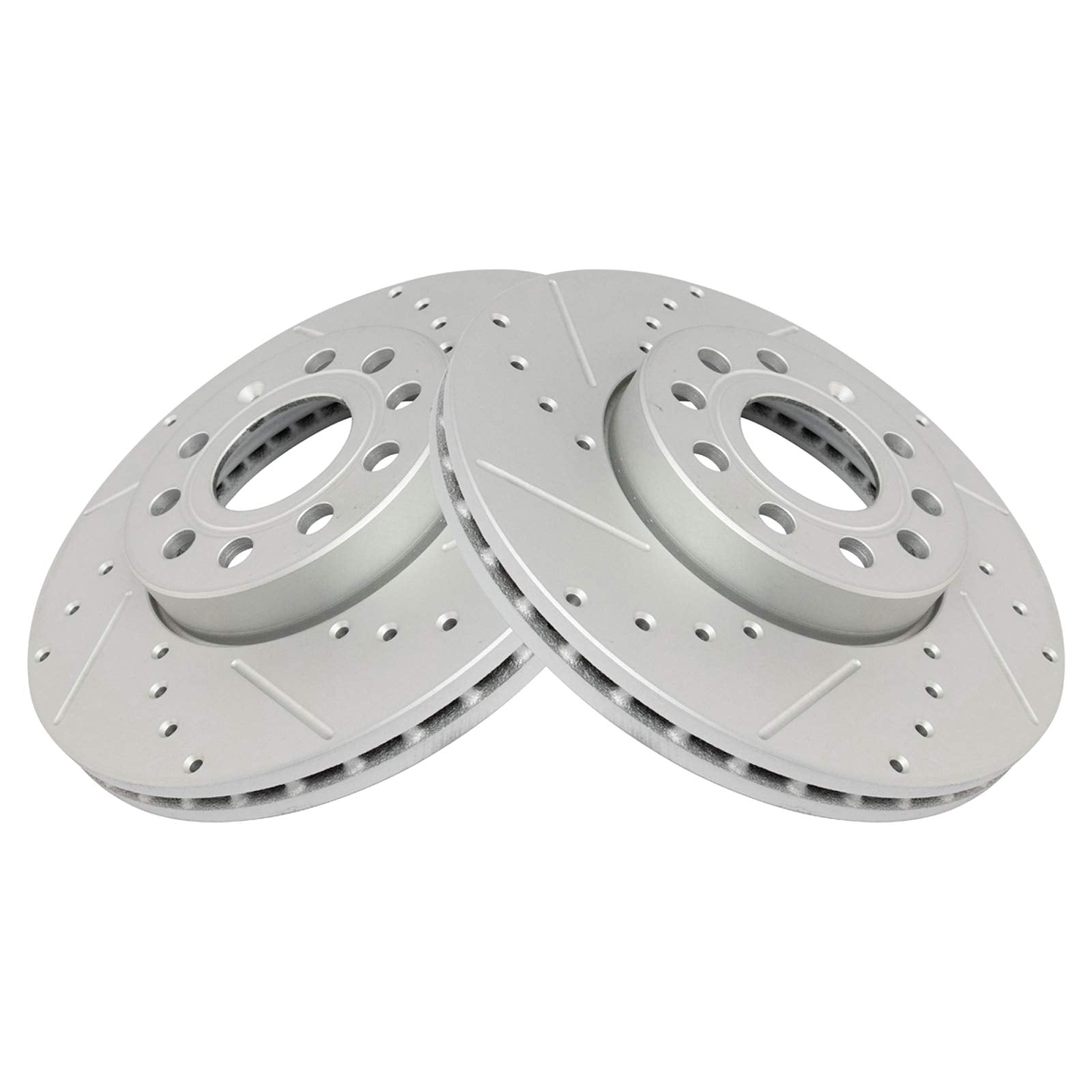 Trq Front Performance Brake Rotor Drilled Slotted Pair Set For 2011-2015 Audi A3 / 2011-2015 Audi A3 Quattro / 2010-2017 Vw Golf