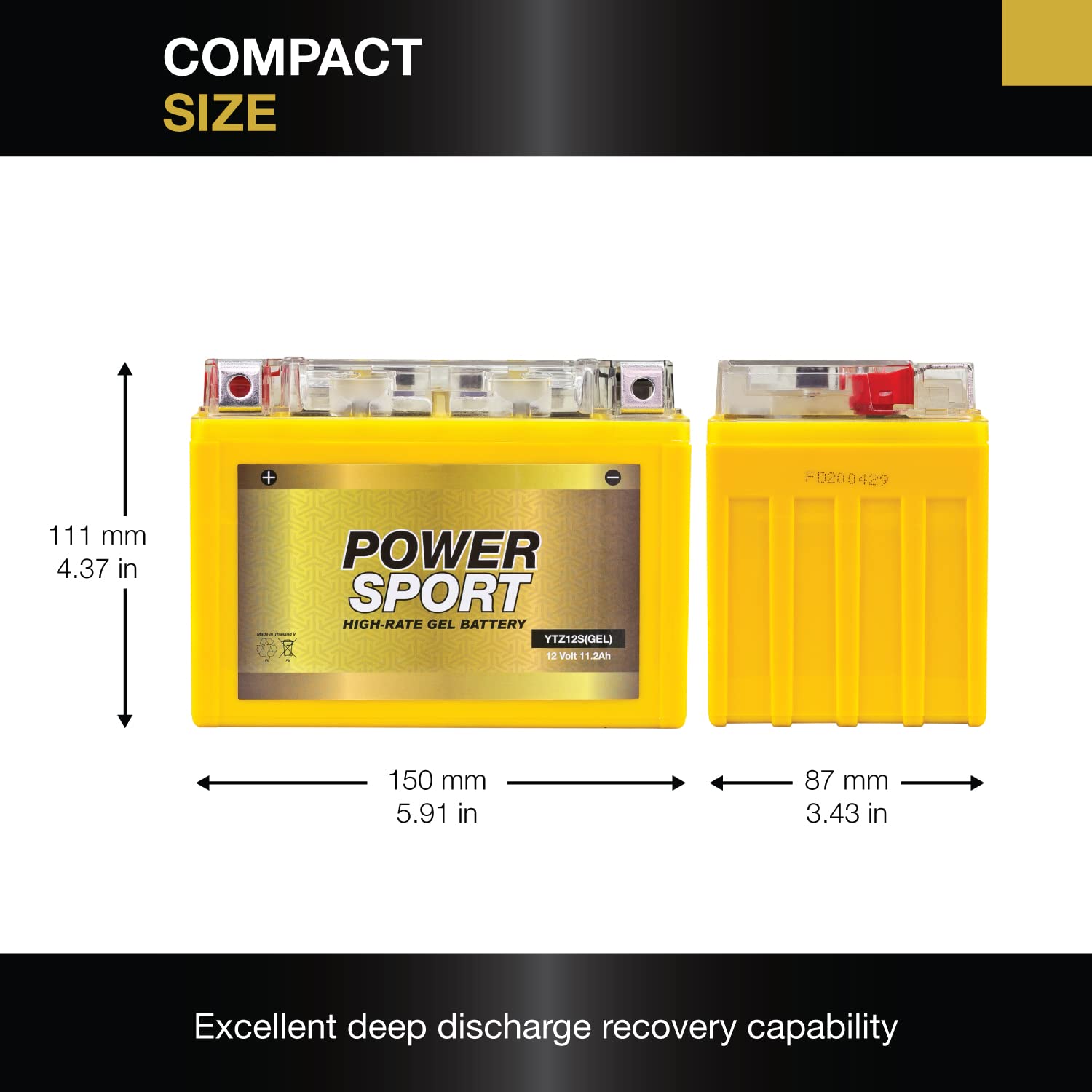 Expertpower Ytz12S, Ytz14S Gel 12V11.2Ah 200Cca Replacement Battery For Gtz12S, Ptz12S, Ftz12S Honda, Yamaha, Bmw Motorcycle, Sc