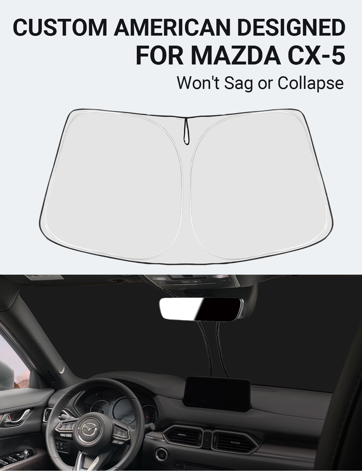 Proadsy 2025 Upgrade Windshield Sunshade Custom For Mazda Cx-5 2017-2023 2024 2025 Reflective Heat Sun Uv Protector Foldable Fro
