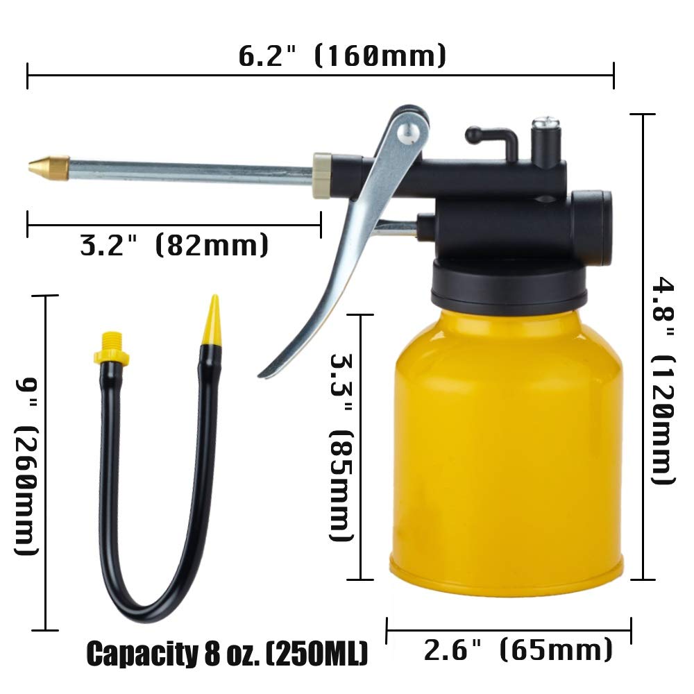 Junchi [2-Pack] Metal Yellow Pump Oil Can With 3 Spouts
