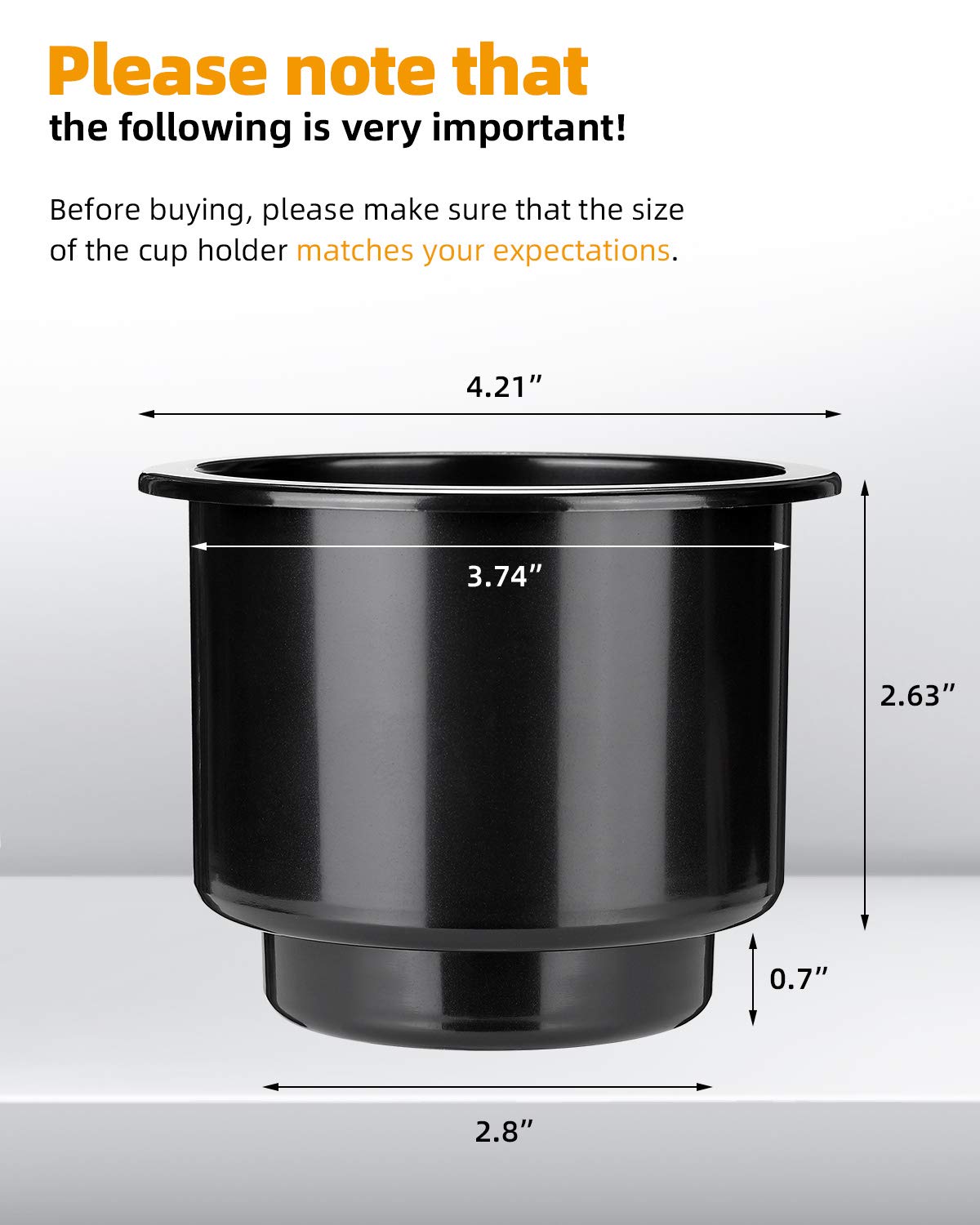 Joytutus Cup Holder Insert 2Pcs For Rv Boat Car Couch Golf Cart, Elegant Chrome, Large Plastic Universal Drop In Cup Holder For Pontoon Table Sofa