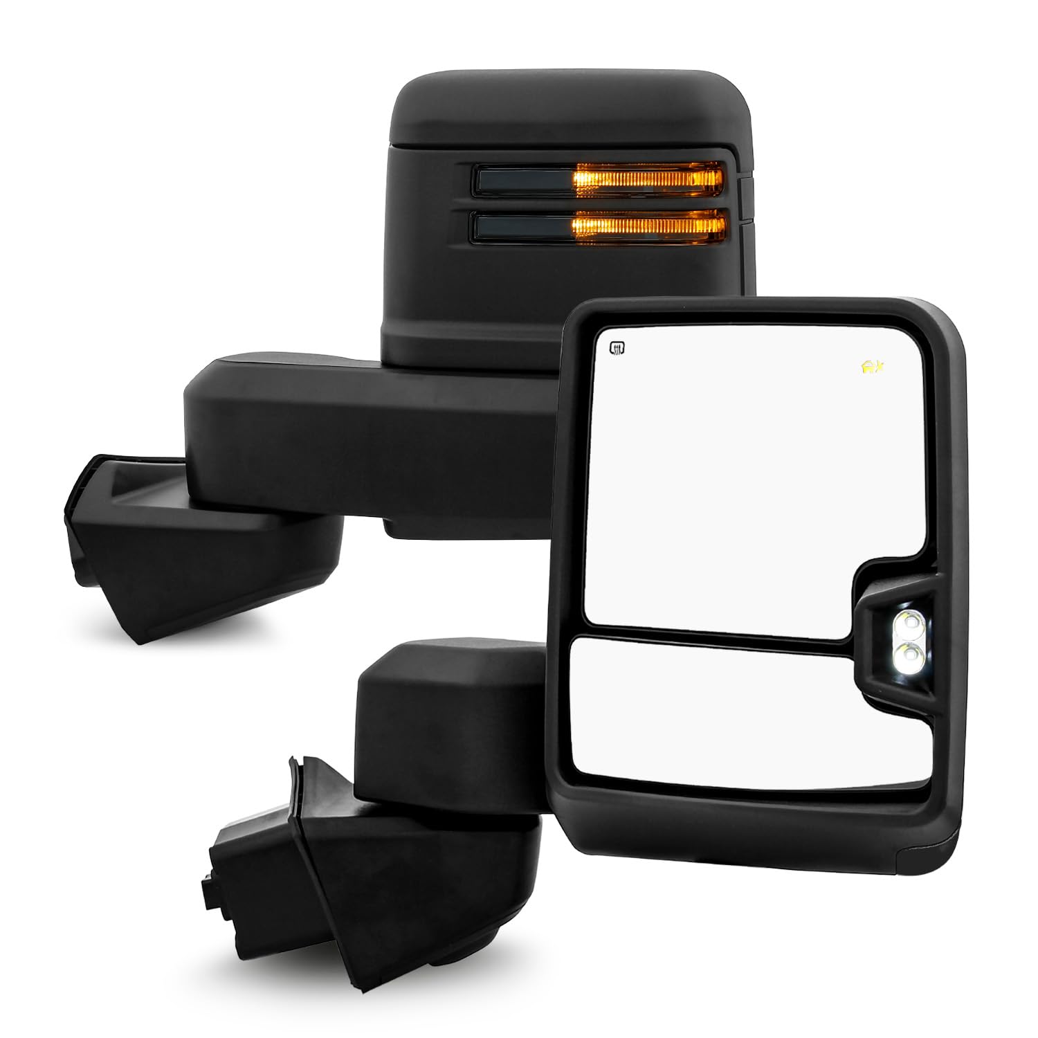 AKKON - Fits 2019-2022 GMC Sierra 1500 Power Heated Manual Folding Towing Mirror w/LED Turn Signal +Blind Spot -Smoked