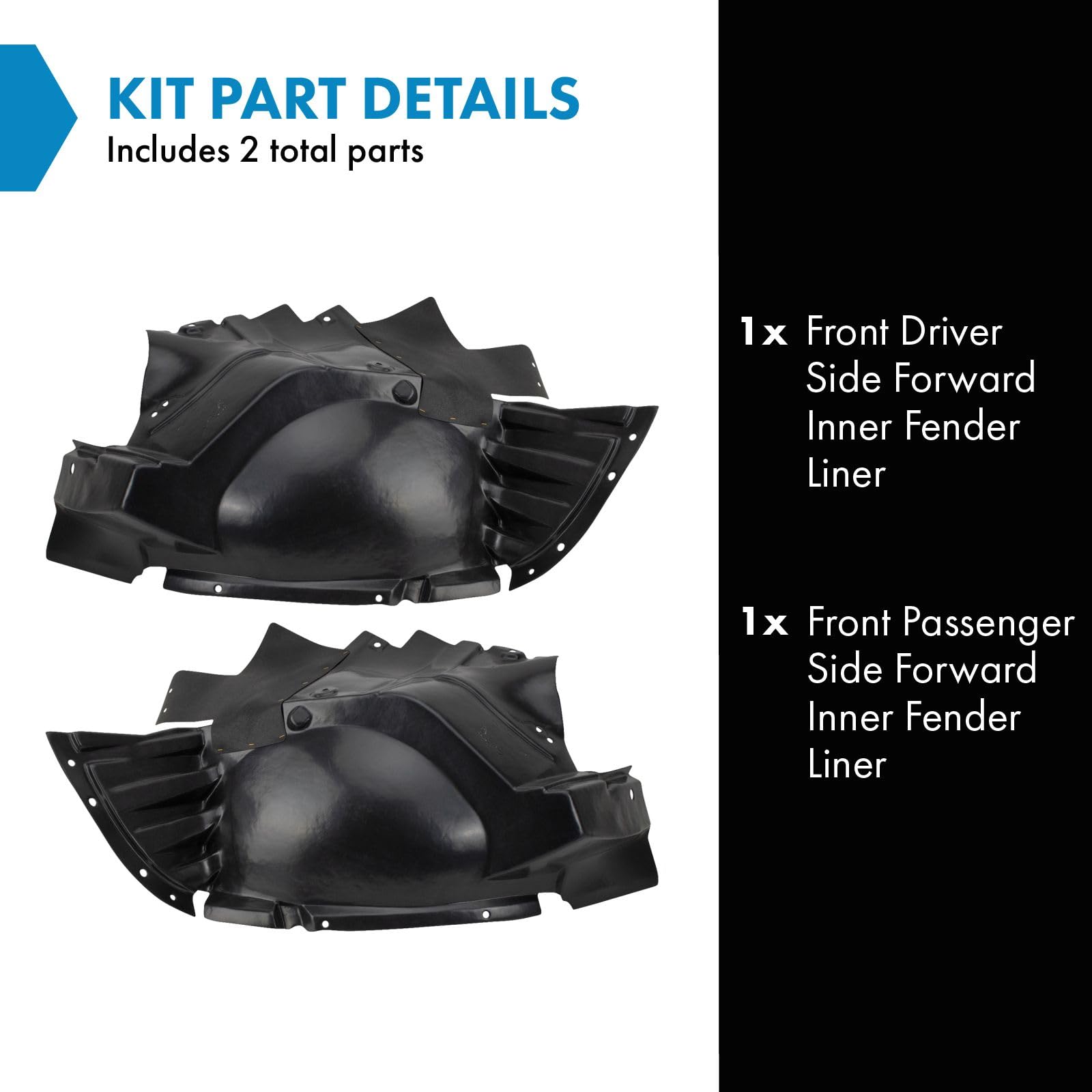 Trq Front Inner Fender Liner Set Compatible With 2009-2017 Chevrolet Traverse Gm1248208 Gm1249208