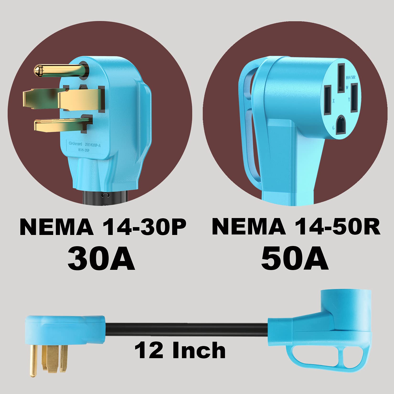 Circlecord Nema 14-30P To 14-50R Ev Charger Adapter Cord Compatible With Ev, 30 Amp Dryer To 50 Amp Ev For Level 2 Charging