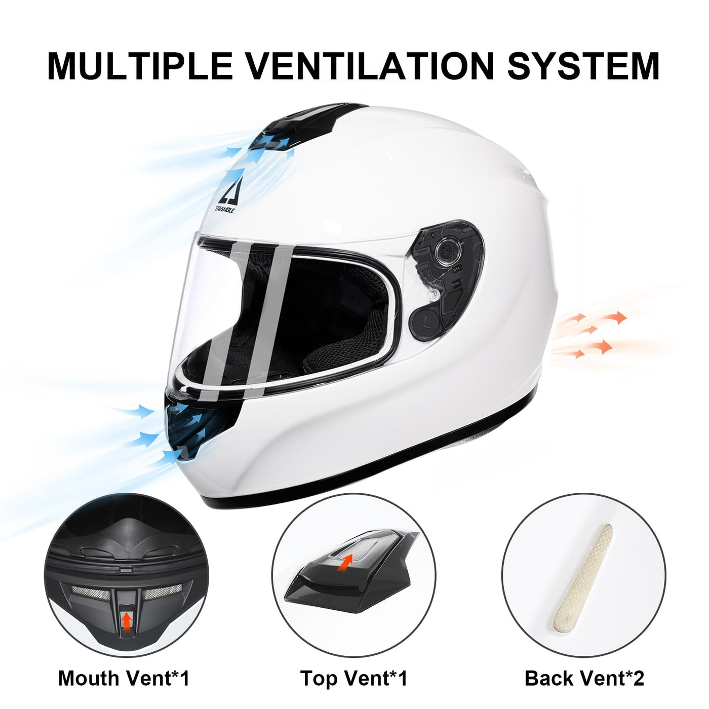 best full face motorcycle helmet for the money TRIANGLE Full Face Motorcycle Helmet for Men & Women, Large, Glossy Wh – Carkart