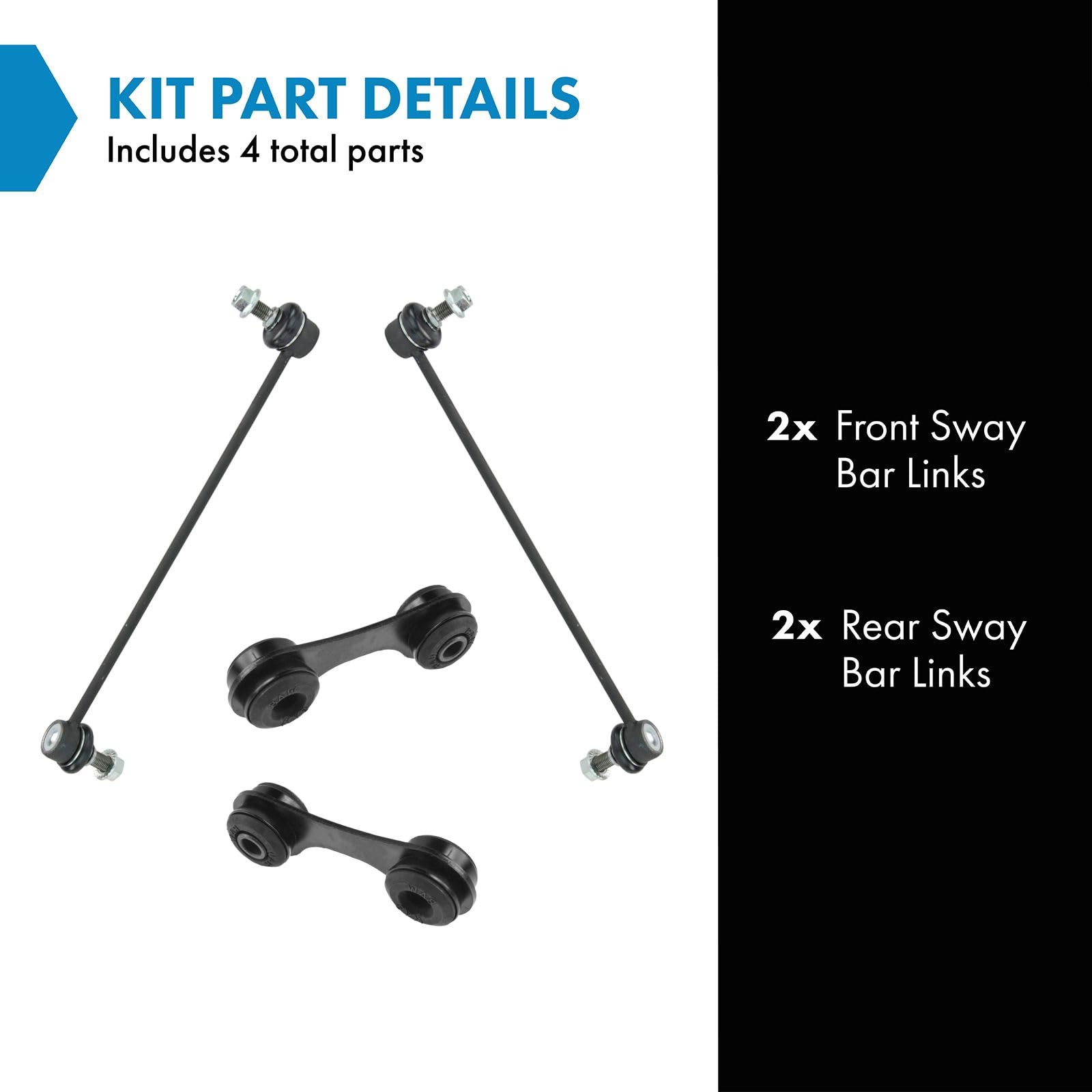 Trq Front & Rear Sway Bar Stabilizer Link Set Compatible With 2003-2011 Saab 9-3 2010-2011 9-3X