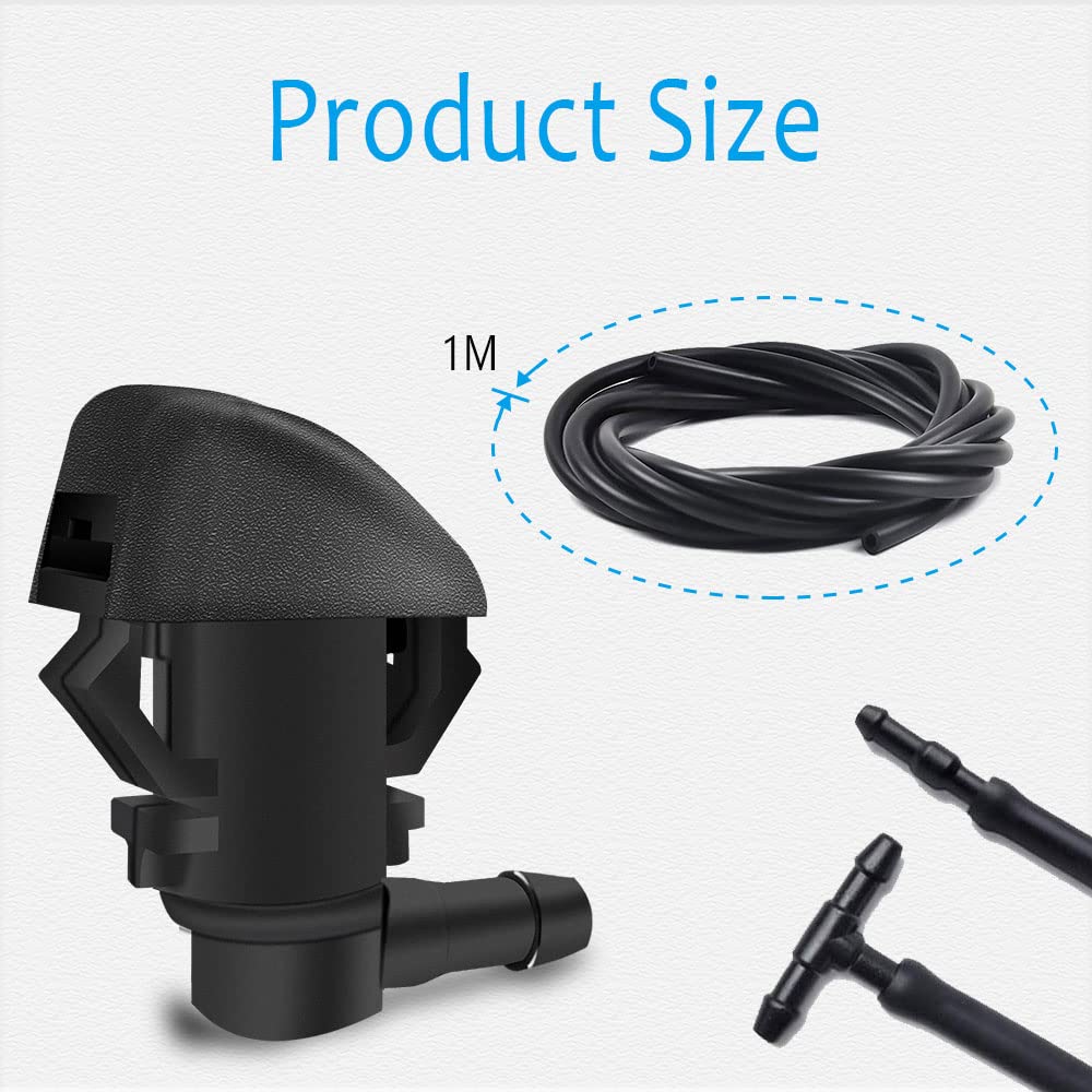 Windshield Washer Nozzles Kit, Front Windshield Washer Nozzle Assembly And Fluid Hose With Connectors For Honda Pilot 2009-2012