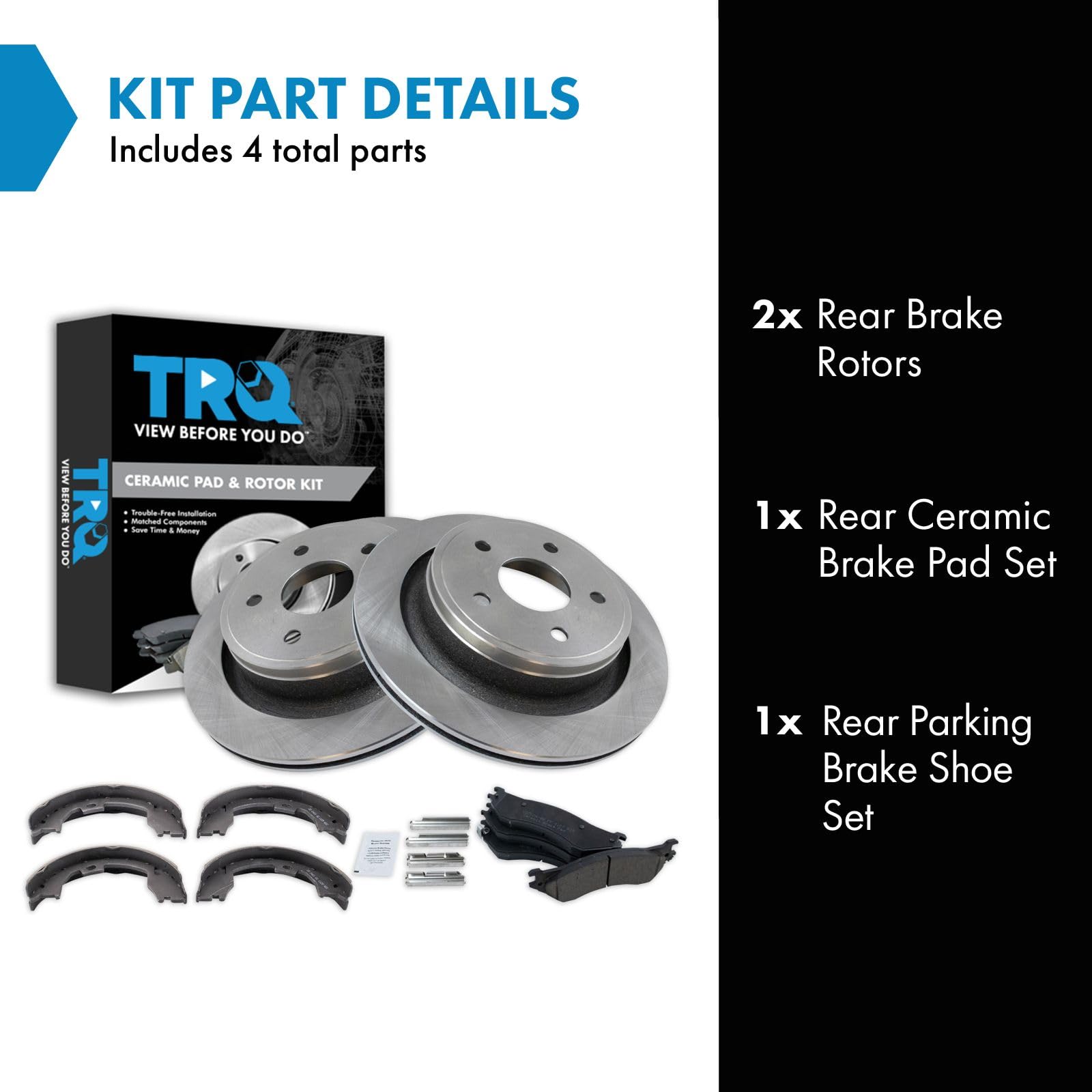 Trq Rear Brake Pad & Rotor Kit Ceramic Compatible With 2007-2008 Dodge Ram 1500