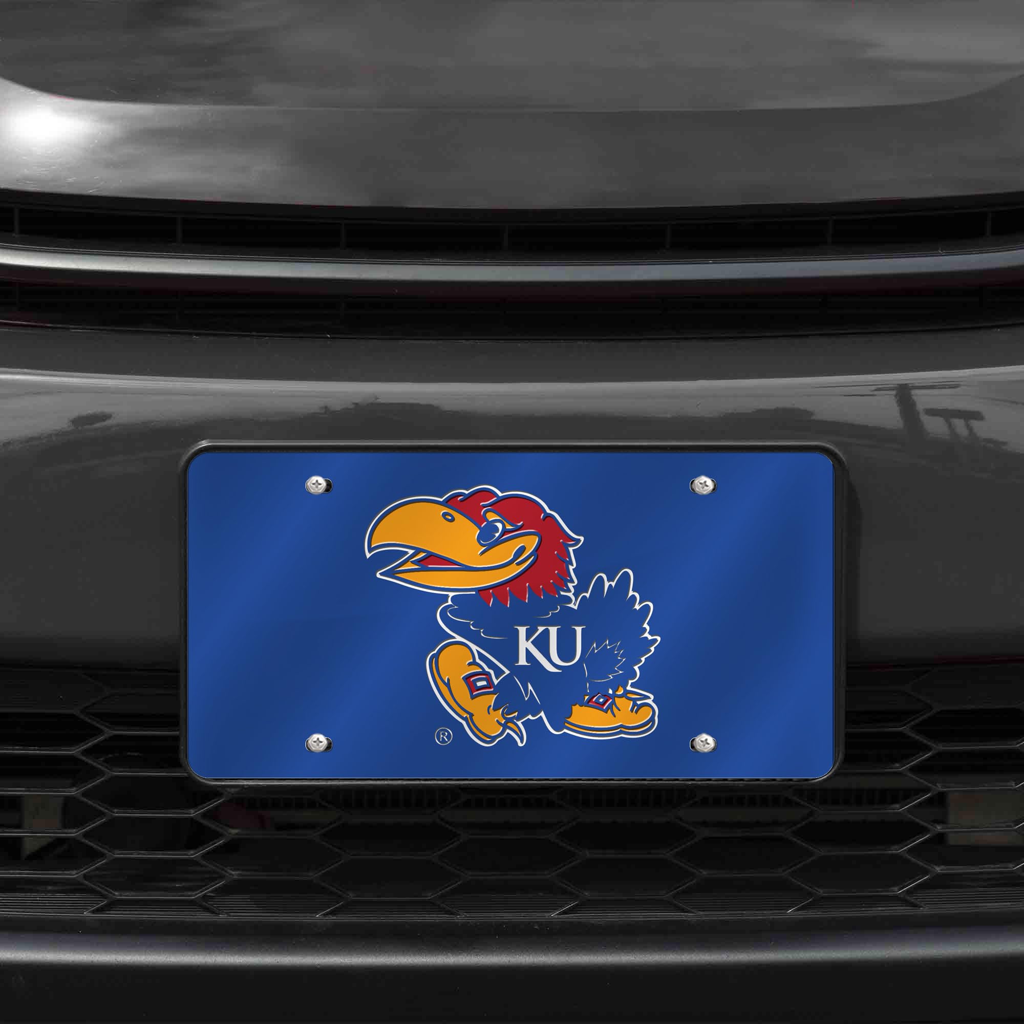 Rico Industries Ncaa Kansas Jayhawks Blue 12'' X 6'' Laser Cut Tag For Car/Truck/Suv - Automobile D  Cor