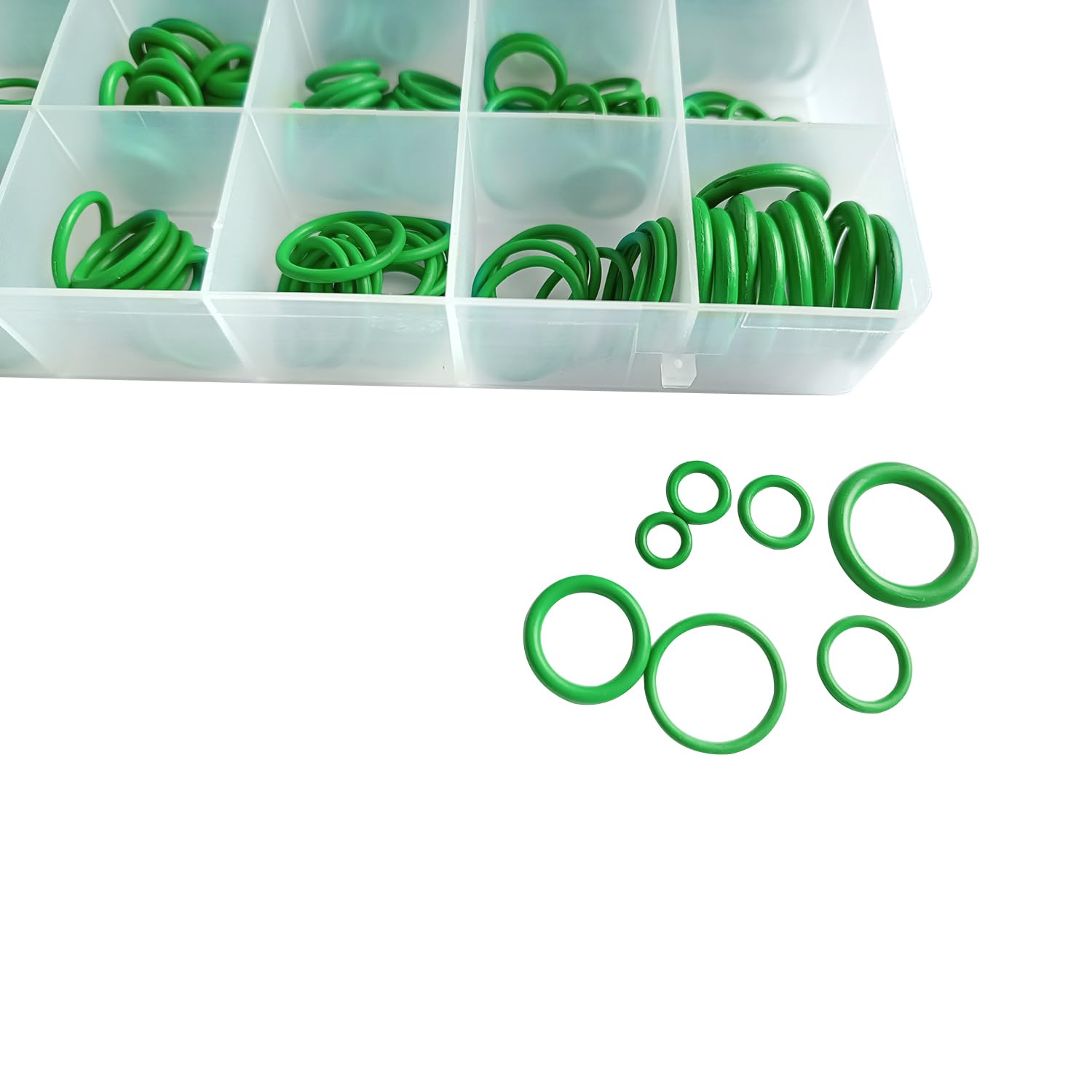 Beduan 270Pcs Compressor O Rings Kit 18 Sizes Car Air Conditioning Ac Rubber O-Ring Gasket Assortment Set (Green)