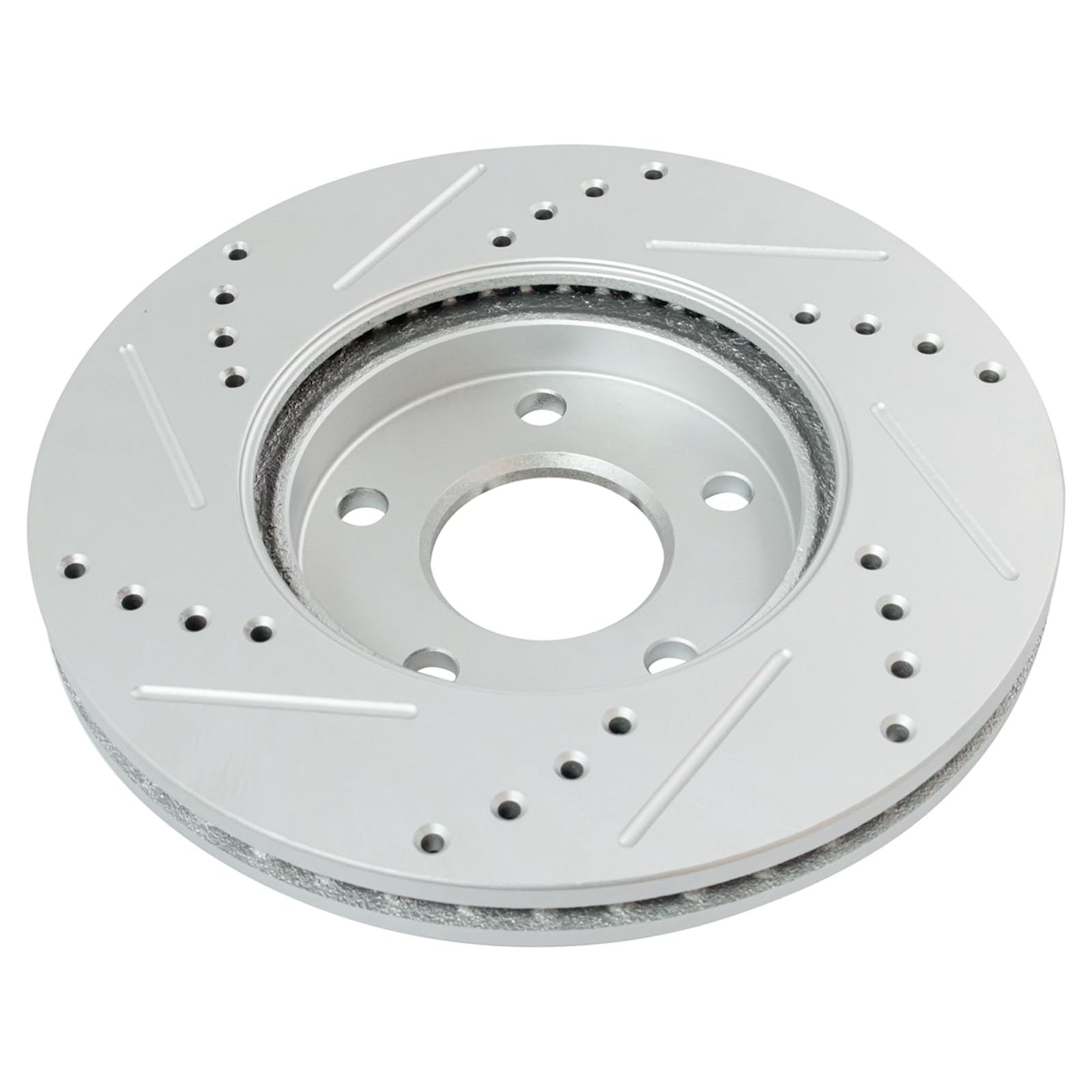 Trq Front Performance Brake Rotors Set Premium G-Coated Cross Drilled & Slotted Compatible With 2006-2011 Chevrolet Hhr