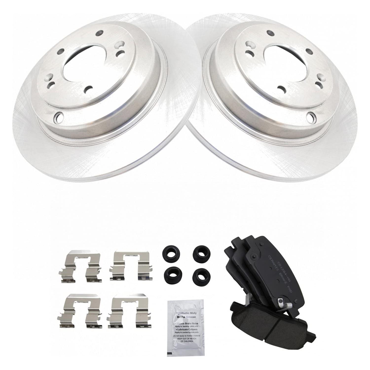 TRQ Rear Brake Pad & Rotor Kit Brake Pads Brake Rotor Ceramic Compatible with 2010-2014 Hyundai Genesis Coupe