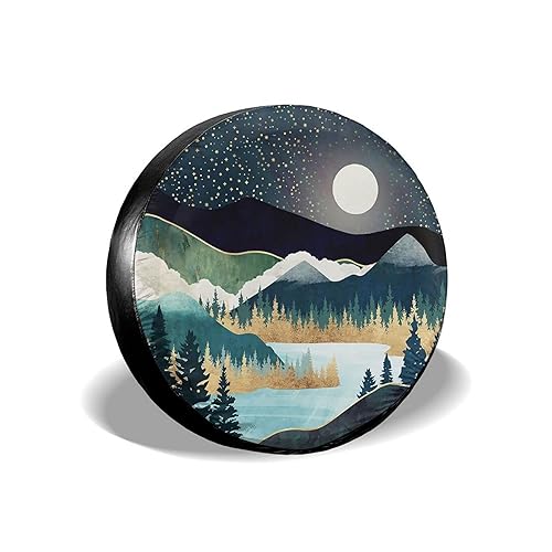 Cozipink Abstract Mountains Deer Lake Landscape Spare Tire Cover Wheel Protectors Weatherproof Wheel Covers Universal Fit For Tr