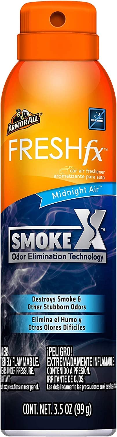 Armor All Fresh Fx Smoke X Car Odor Eliminator Spray , Car Air Freshener Spray, Midnight Air Scent, 3.5 Oz