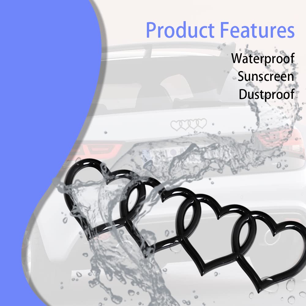 3D Badge Decal Sticker, Love Heart Logo Rear Trunk Emblem, Car Replacement 3D Sticker, Car Exterior Emblems Badge 3D Sticker Decal Fit For Audi A3 A4 A5 A6 A8 Tt R8 Q3 Q5 Q7 (Bright Black)