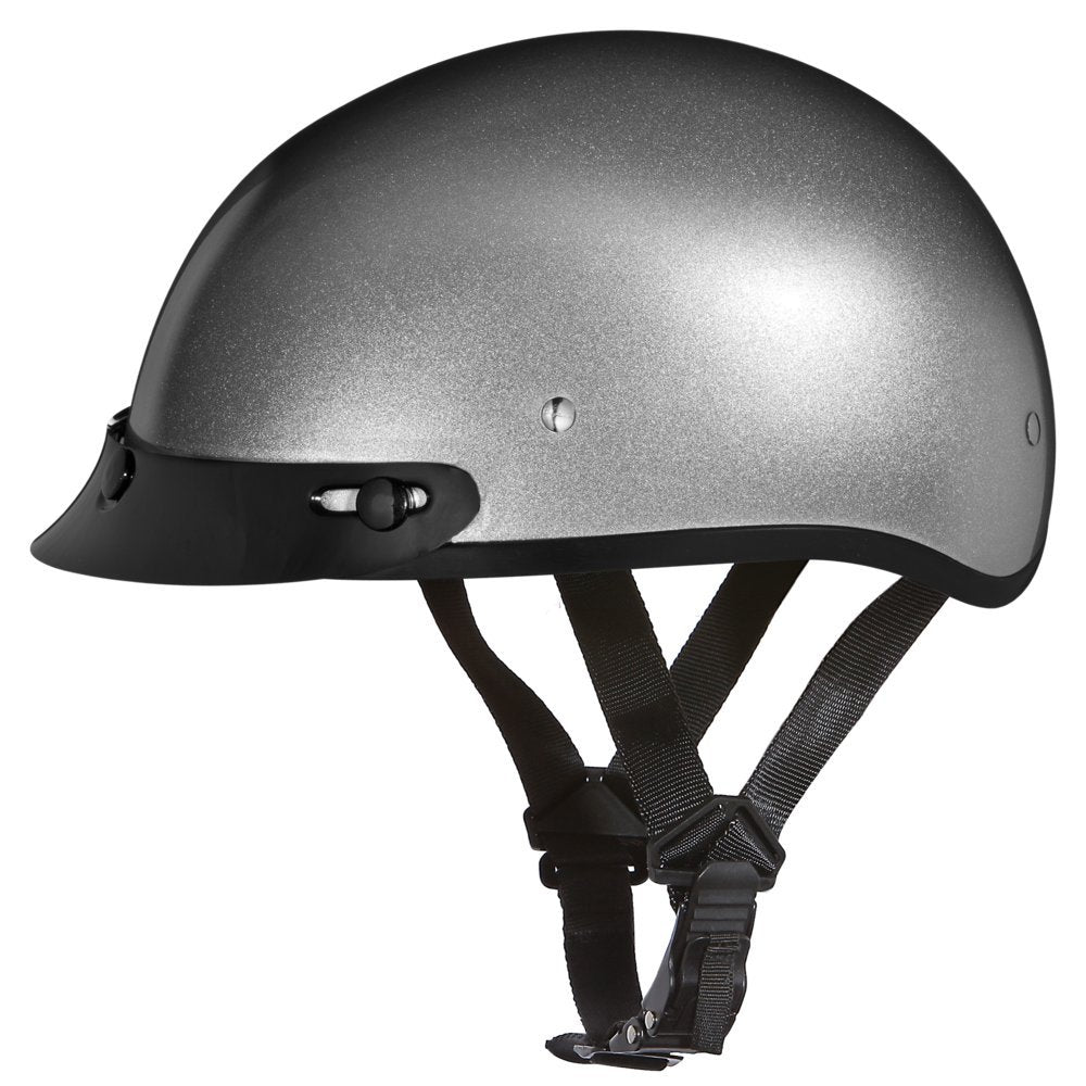 Daytona Helmets Half Skull Cap Motorcycle Helmet - Dot Approved Silver Metallic] S]