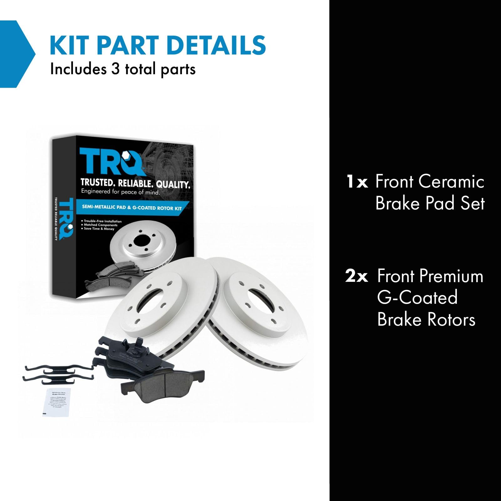 Trq Front Brake Pad & Rotor Kit Brake Pads Brake Rotor Ceramic Premium G-Coated Compatible With 2005-2012 Ford Escape 2005-2011