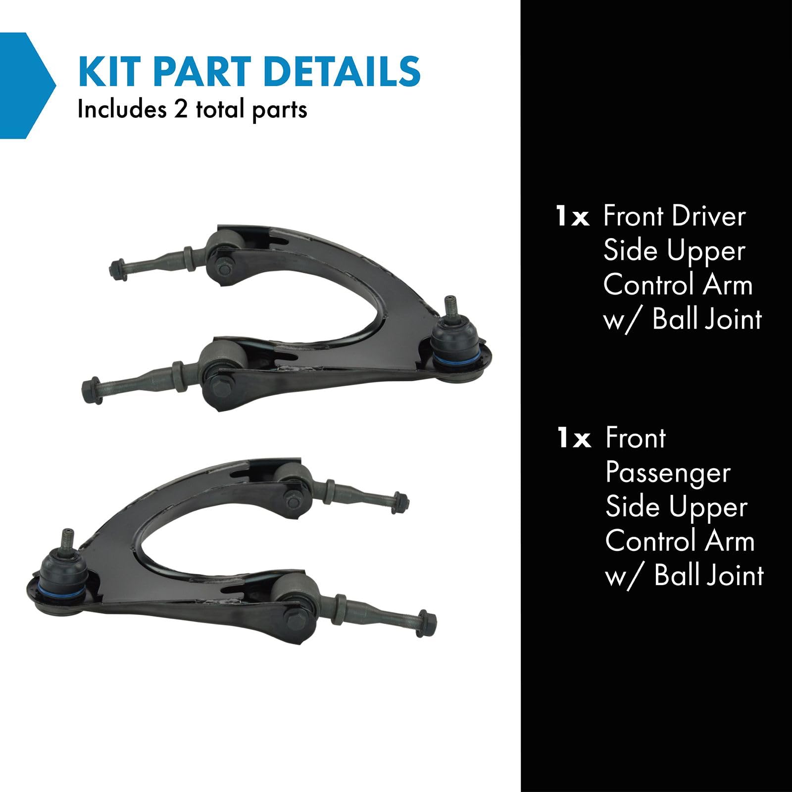 Trq Front Upper Control Arm With Ball Joint Set Compatible With 1995-2000 Chrysler Sebring Dodge Avenger 1995-1998 Eagle Talon 1