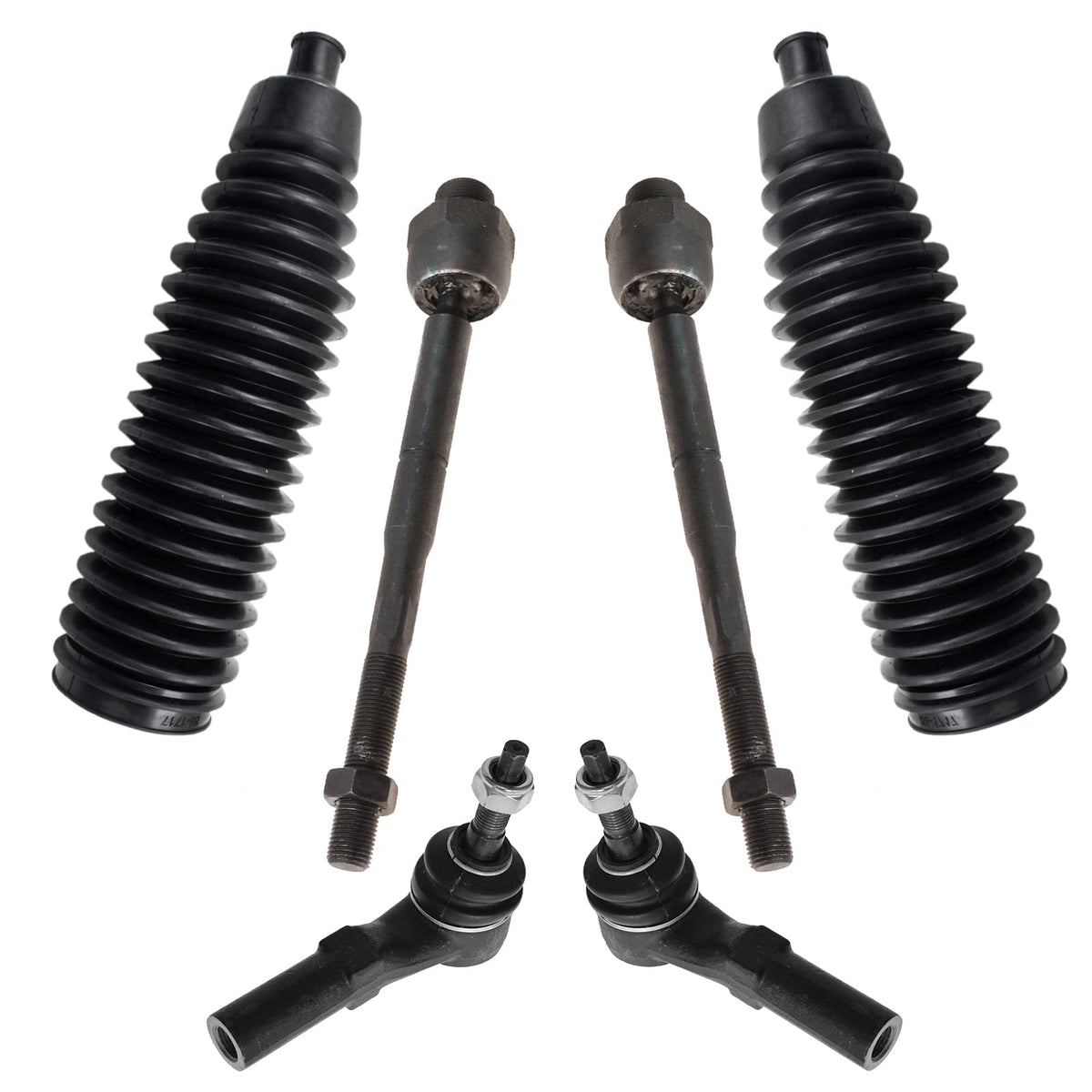 Trq Front Driver & Passenger Side Inner & Outer Steering Kit Steering Rack & Pinion Bellow Tie Rod Compatible With 2005-2010 Dod