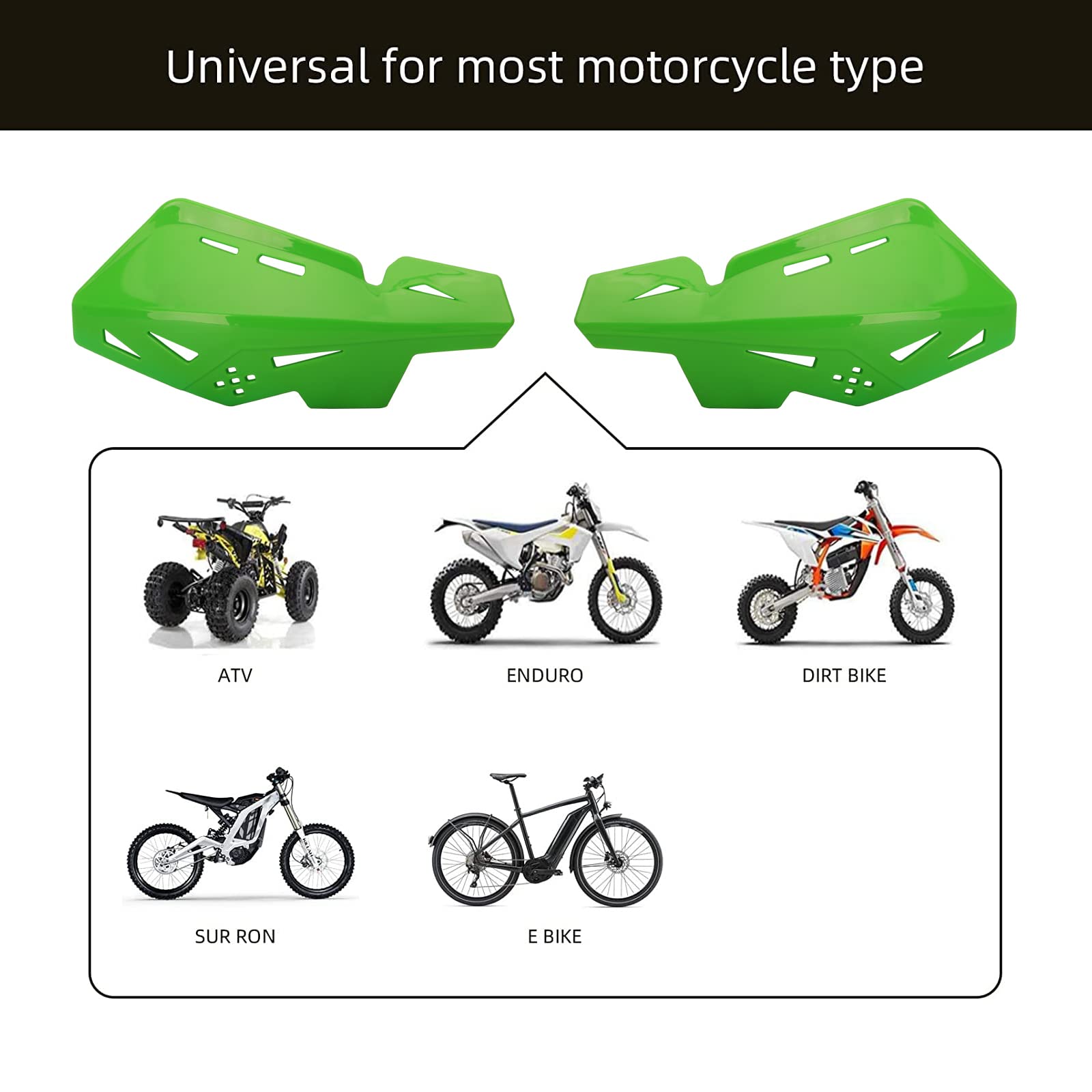 Pro Caken Universal 7/8' 22Mm And 1 1/8' 28Mm Handle Bar Hand Guards Nylon Bracket For Dirt Bike Motocross Atv For Sx Sxf Exc Xcw-Green