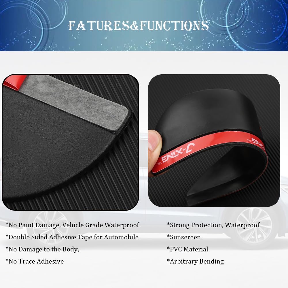 Smeyta Car Rearview Rain Eyebrow Shield,Car Mirror Rain Protector Film,Visor Guard for Most Truck and SUV (Solid Black, 2PC)