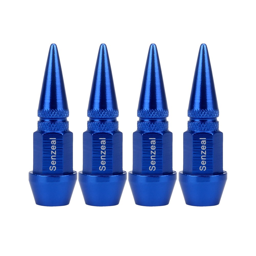 Senzeal 4X Long Impale Spiked Aluminum Car Truck Bike Wheel Tire Caps Air Dust Cover Blue