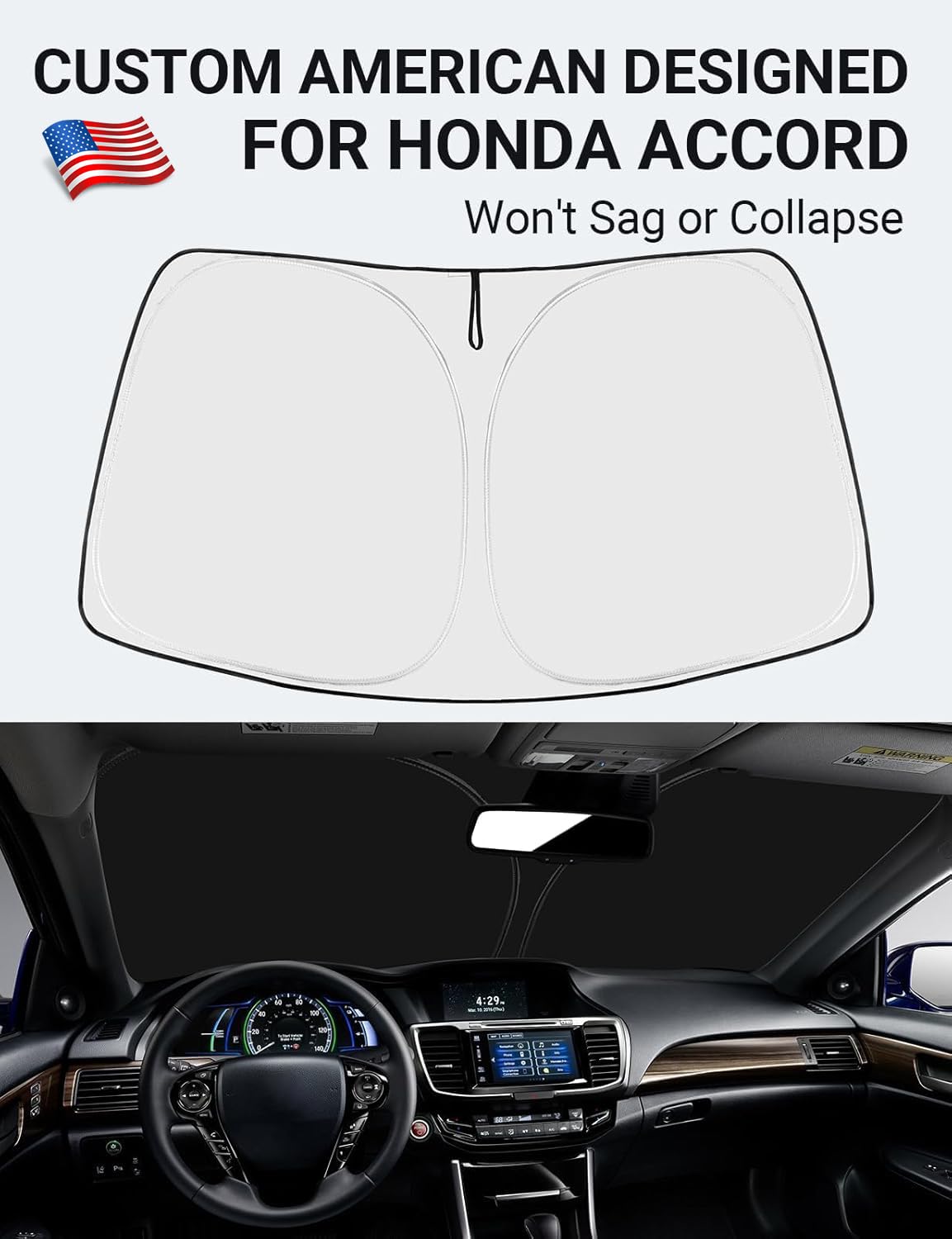 Proadsy 2025 Upgrade Windshield Sunshade Custom For Honda Accord 2017 2016 2015 2014 Block Sun & Uv Foldable Front Window Car Sh