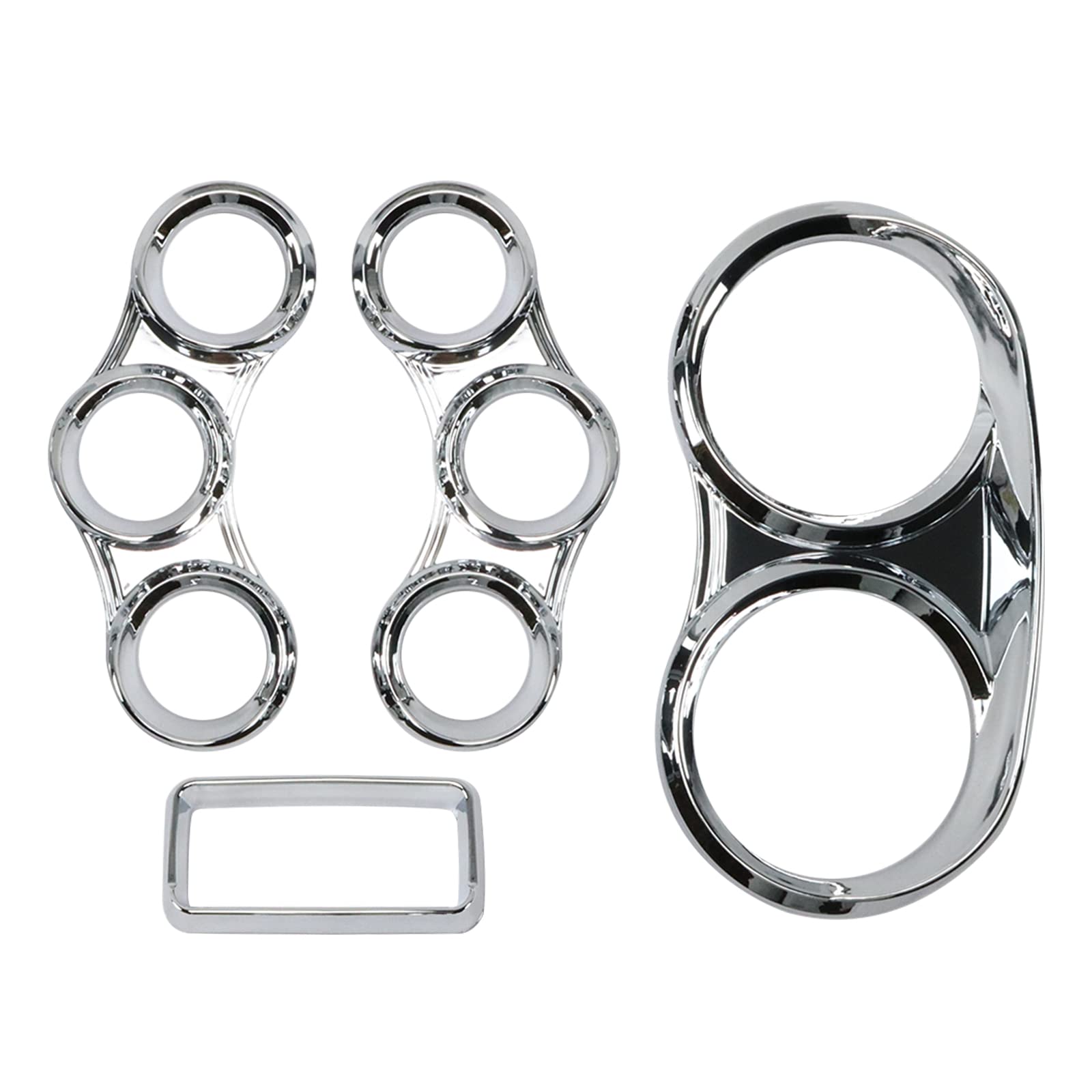 LOSTAR Peterbilt Center Gauge Cover Kit, Instrument Dash Gauge Covers with Visor Chrome Fits 2006-2020 Peterbilt 379 384 386 387