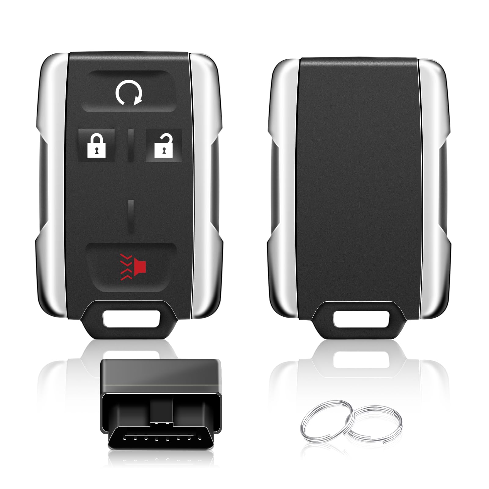 Nrgedzam 2Pcs 4 Buttons Car Remote Key Fob Compatible For 2014-2018 Gmc Sierra Chevrolet Silverado 1500 2500 3500, Chevrolet Col