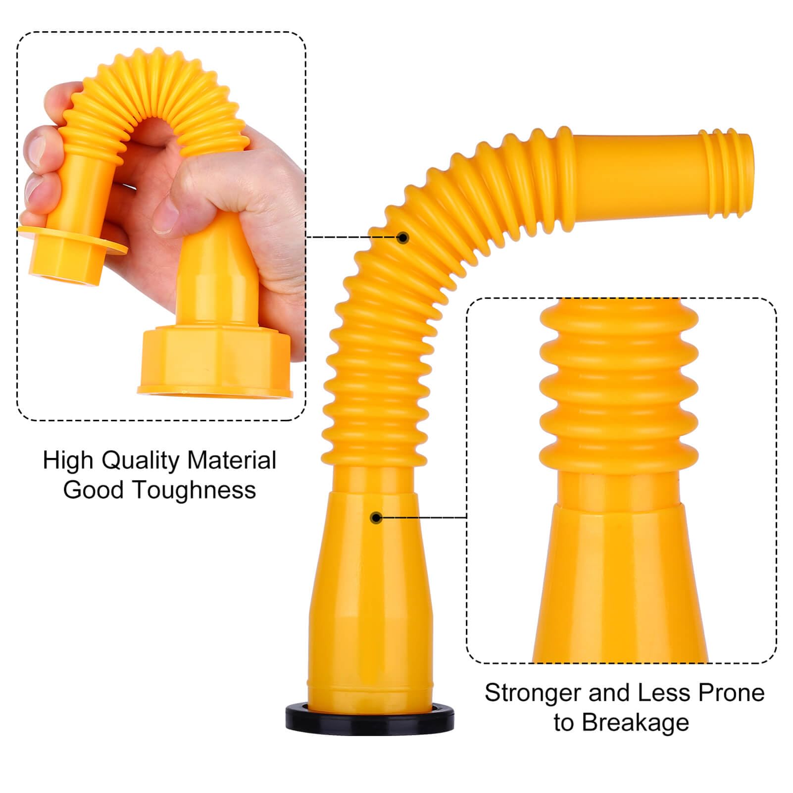 BESOTDN Gas Can Spout Replacement Kit - Yellow Flexible Nozzle with 3 Coarse & 3 Fine Thread Caps, Leak-Proof Design