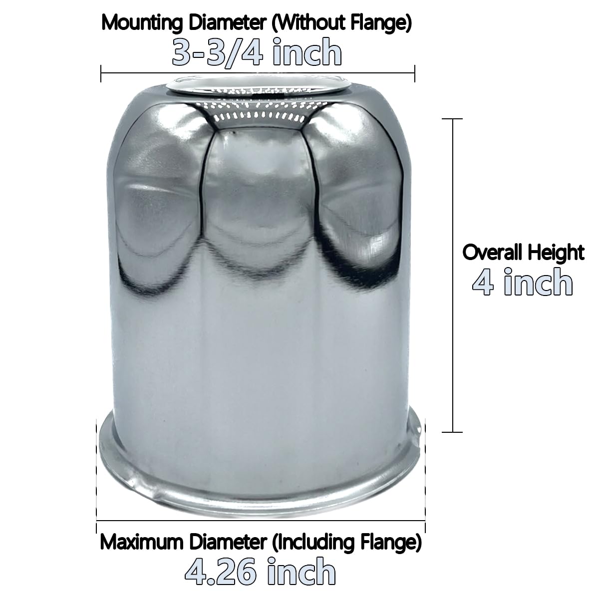 AYZH 4 Pack 3-3/4 Inch Center Caps Push Through for Trailer Truck RV Wheels Rims 3-3/4'' Center Bore Chrome Steel