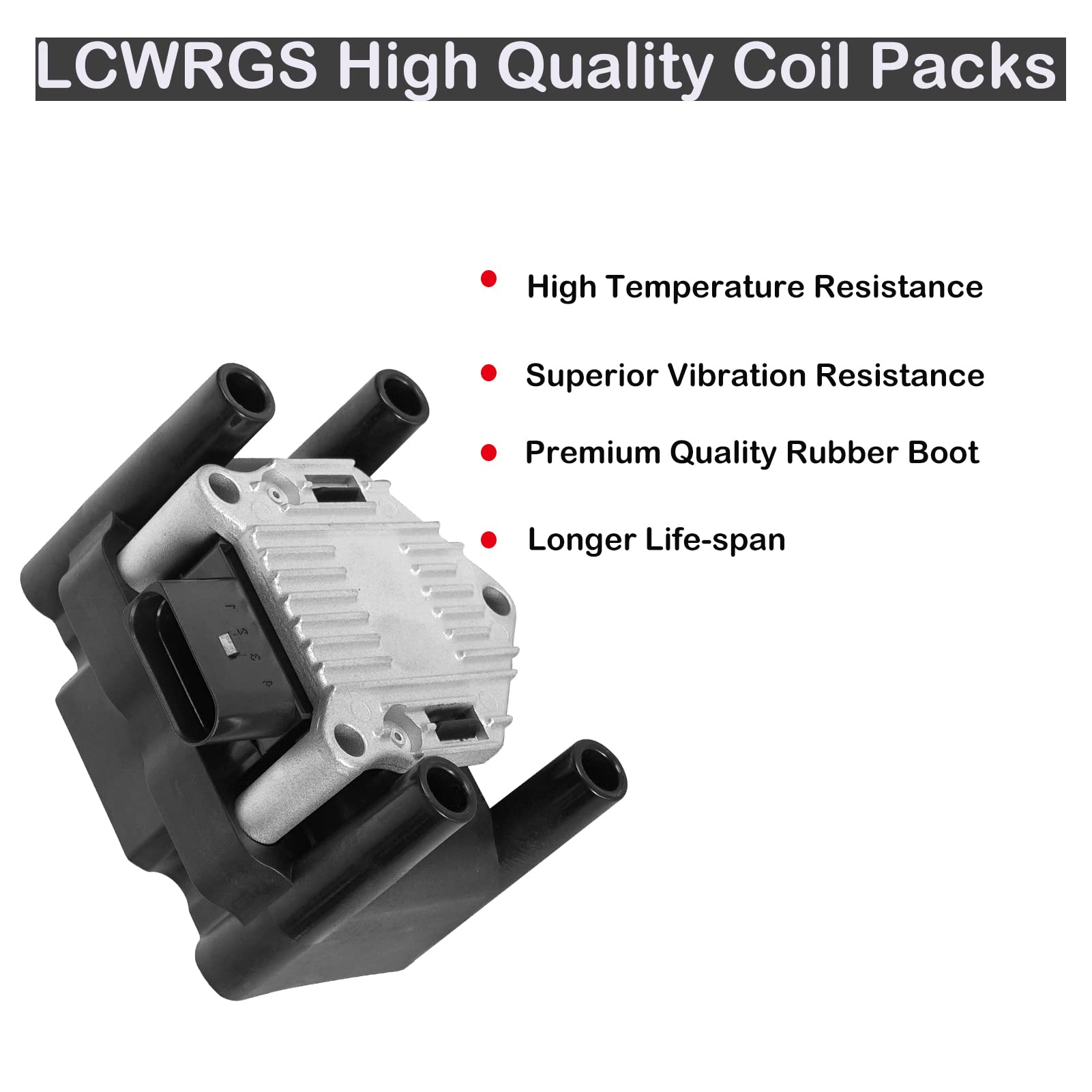 Ignition Coils For Vw Volkswagen Jetta Beetle Golf Seat Ibiza Cordoba 1998 1999 2000 2001 2002 2003 2004 2005 2006 2007 2008 2009 2010 2011 2012 2013 2014 Coil Packs 1.8 2.0 L4 Replaces# Uf277 C1319