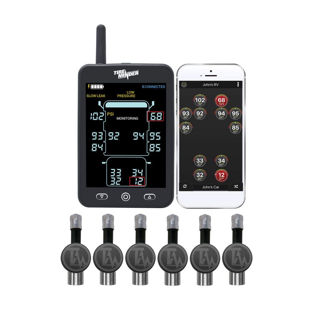 Tireminder Minder Research A1As Rv Tpms With 6 Flow Through Sensors, Black