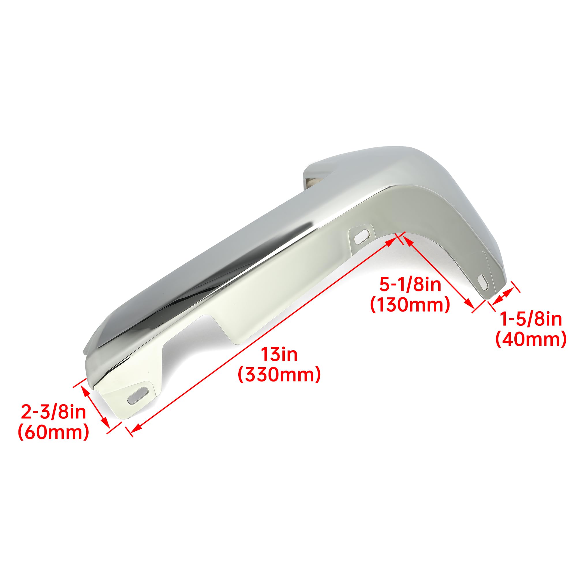 KUAFU Rear Bumper End Caps RH Compatible with 2016-2023 Toyota Tacoma w/o Parking Sensors Holes Chrome Covers Corner Extension R