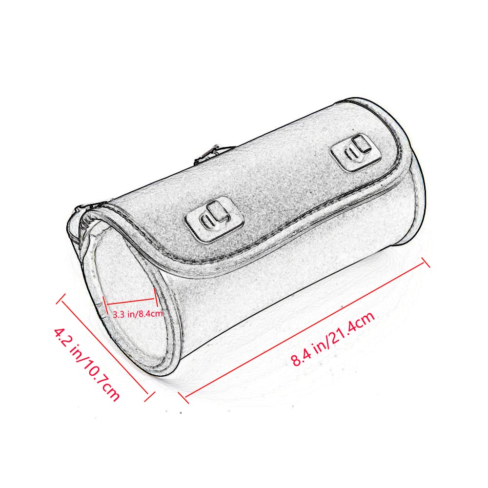 kucehiup Motorcycle Handlebar Bag,Tool Bag PU Leather Universal Barrel Roll Bag Motorcycle Fork Bag Saddlebags Sissy Bar Pouch S