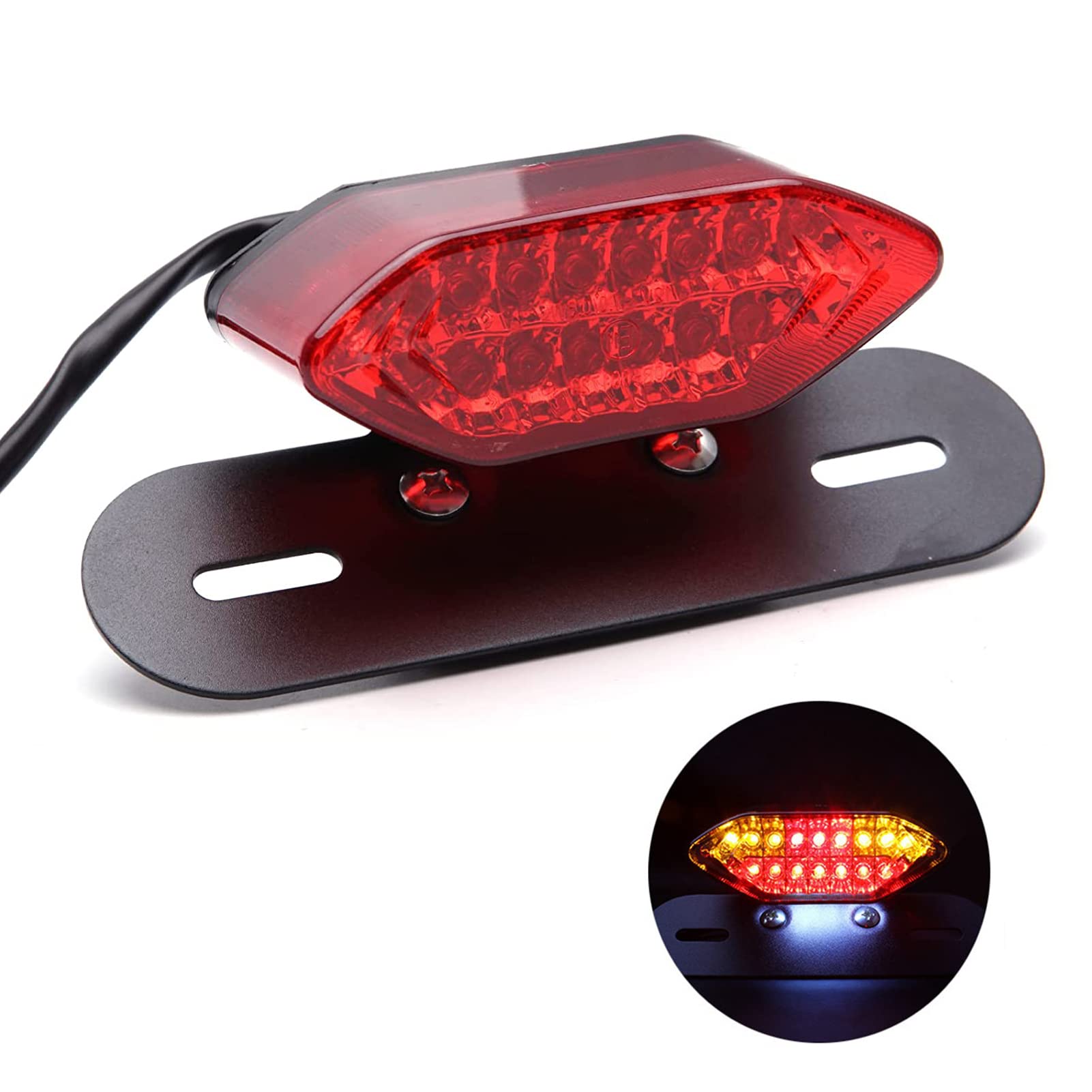 Anki Happigo 12V 16 Led Universal Motorcycle Integrated Brake Tail Running Light Turn Signla License Plate Lamp (Red Cover)