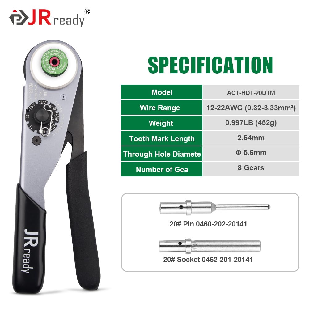 Jrready St6360 Deutsch Dtm Connector Crimp Tool Kit,Deutsch Crimp Tool And 2 3 4 6 8 12 Pin Connectors With Solid Contact,Size 2