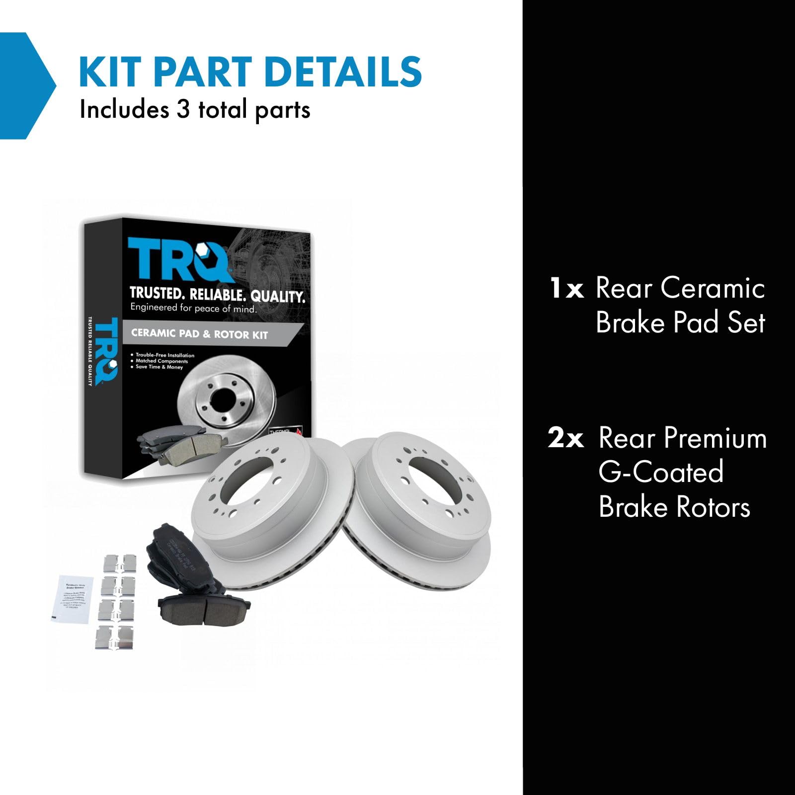 Trq Rear Brake Pad & Rotor Kit Brake Pads Brake Rotor Ceramic Vented Premium G-Coated Compatible With 2008-2021 Lexus Lx570 Toyo