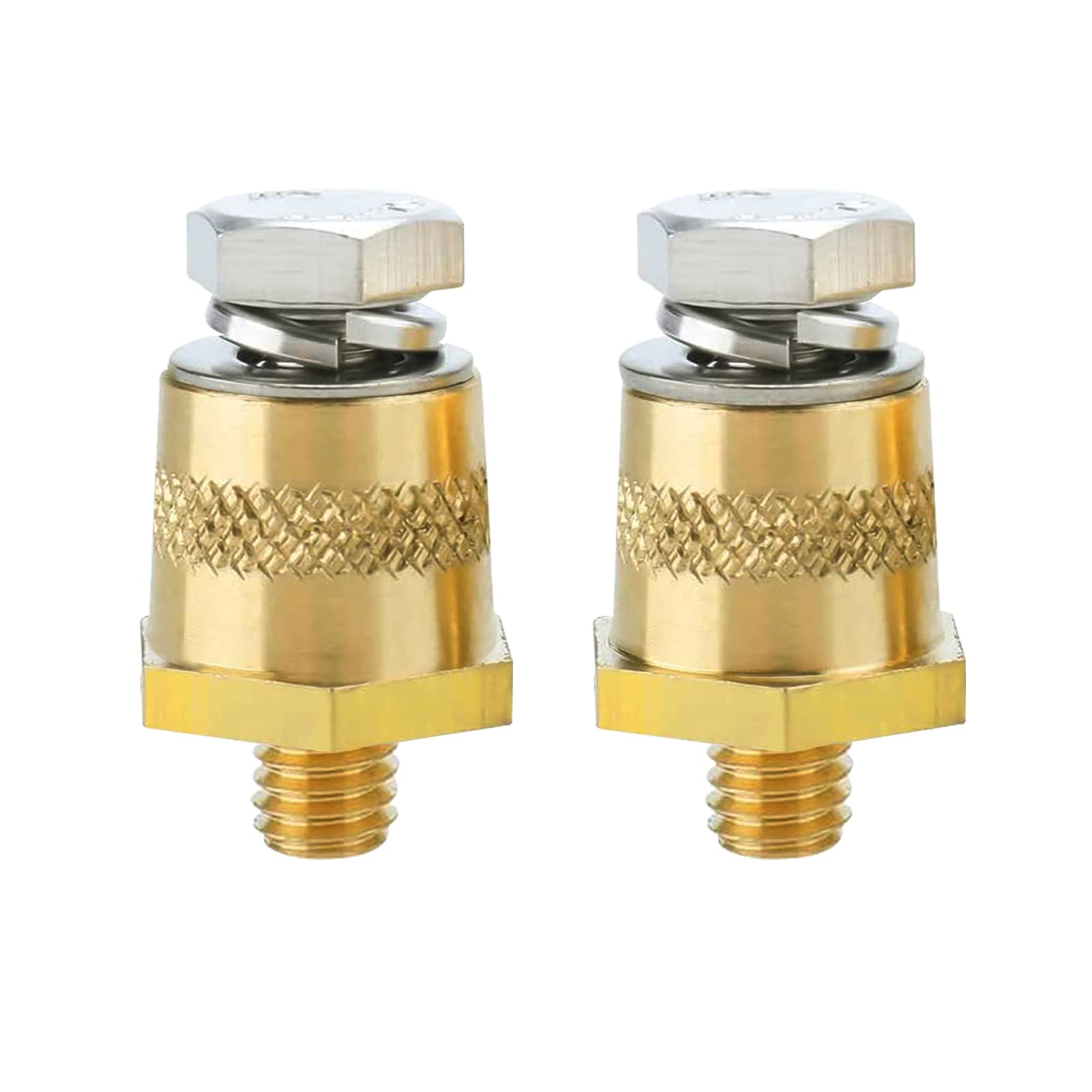 Ampper M8 Thread Male Brass Battery Terminal Charging Posts, M8 Battery Post Adapter (+/-) With Top Bolts For Extension, Pack Of