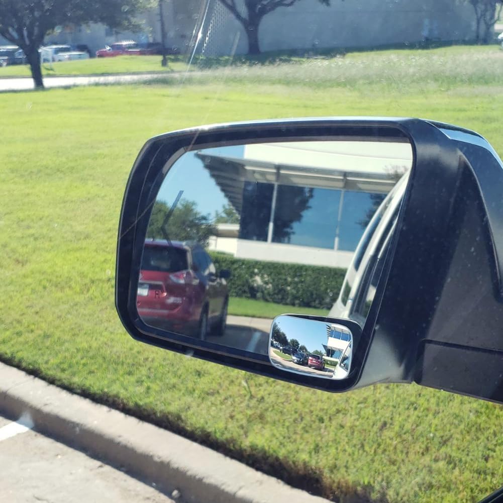 Ampper Rectangular Blind Spot Mirror, Hd Glass Frameless Stick On Adjustabe Convex Wide Angle Rear View Blind Spot Car Mirror Fo