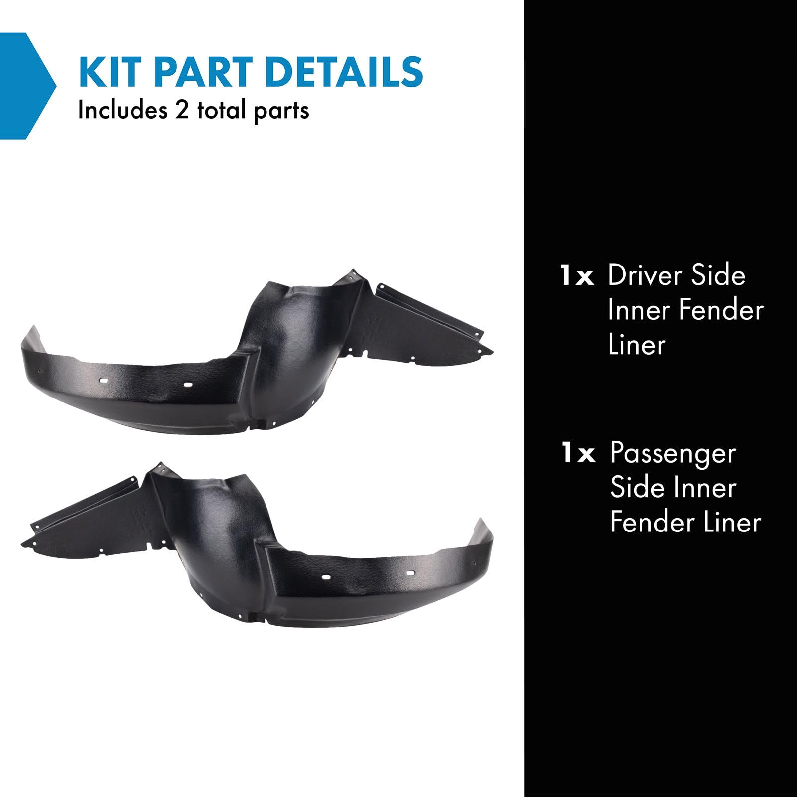 Trq Inner Fender Liner Set Compatible With 2005-2010 Chevrolet Cobalt 2007-2009 Pontiac G5 Gm1250121 Gm1251121