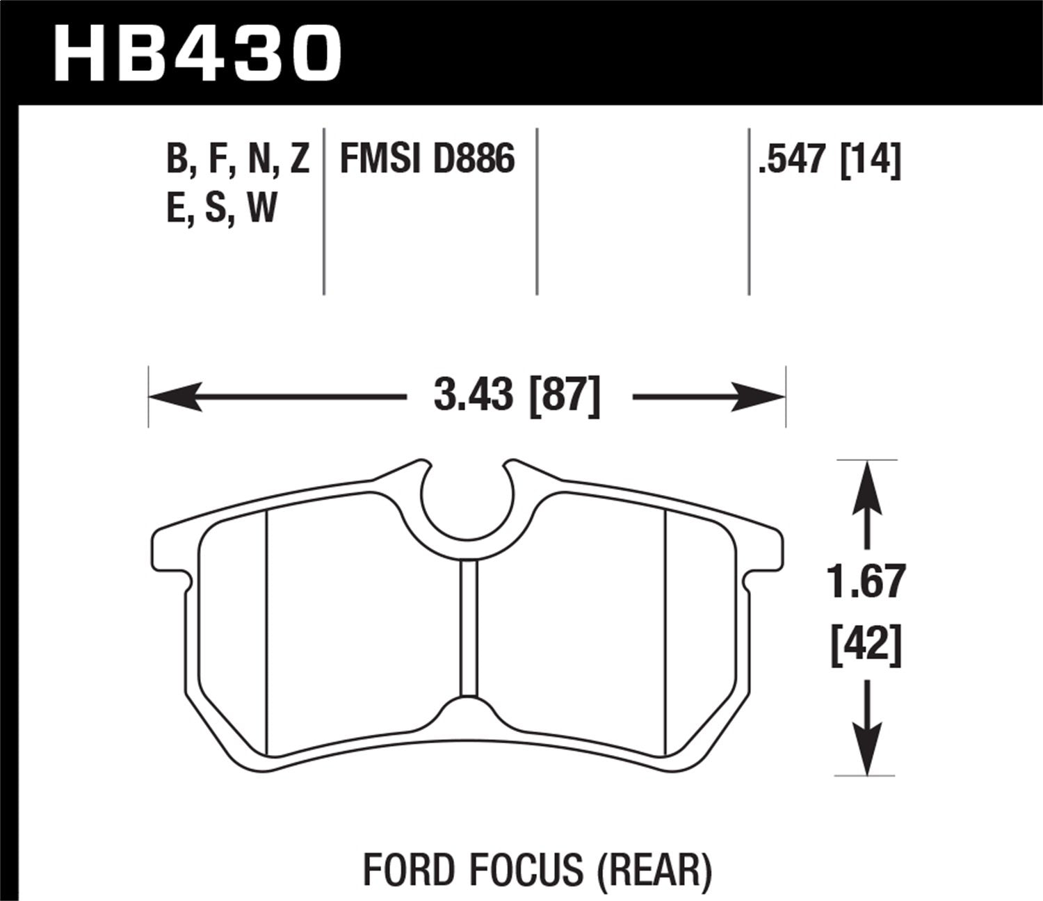 Hawk Performance HB430F.547 HPS Performance Ceramic Brake Pad