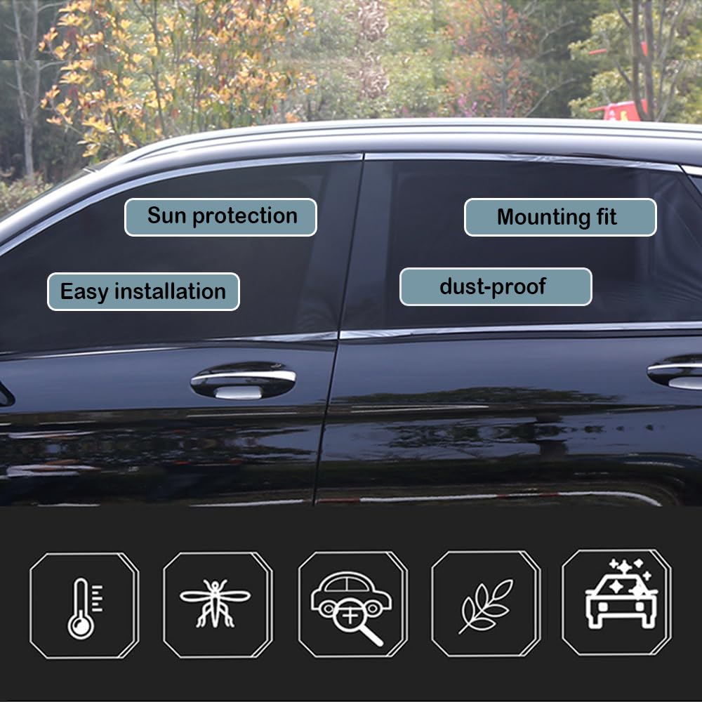 4PCS Car Window Shades with Zipper,Breathable Car Window Cover Baby Window Shades for Car,Camping Essentials Side Window Sun Sha