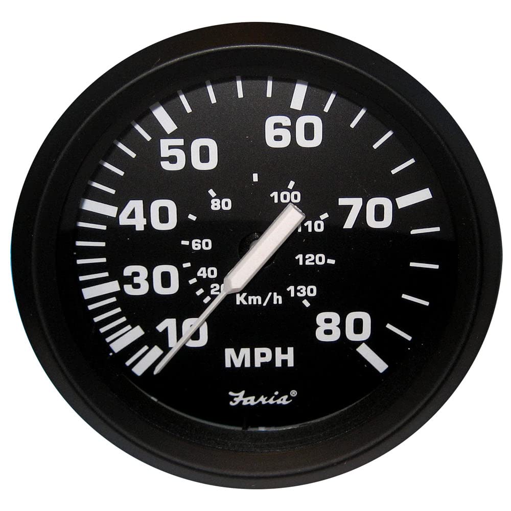 Faria Beede Instruments 32812 Faria Euro Black 4'' Speedometer 80Mph Mechanical