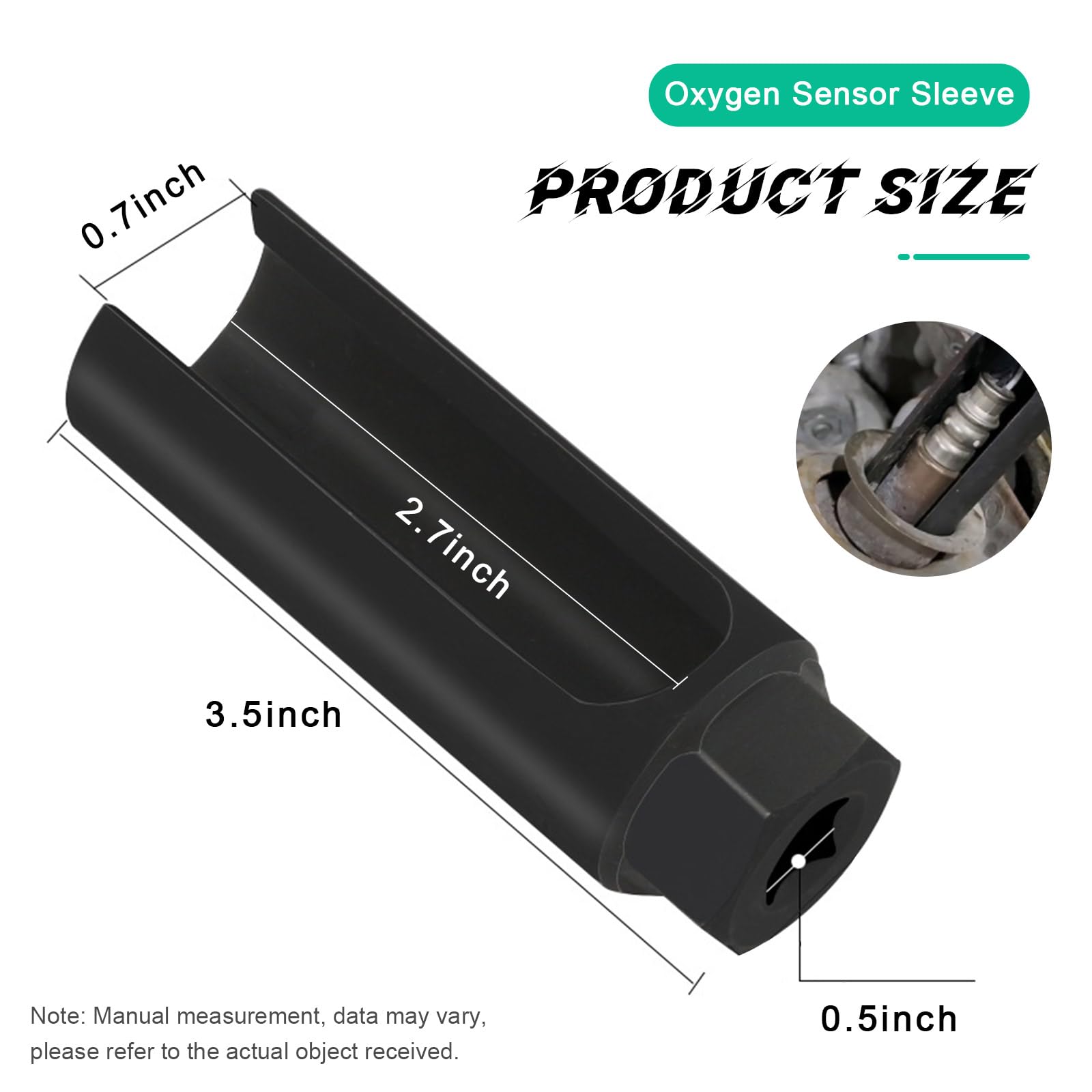 Suvnie Oxygen Sensor Socket With Side Wire Cutout, 1/2'' Drive X 7/8'' 6-Point O2 Sensor Wrench Removal Tool, Car Accessories Fo