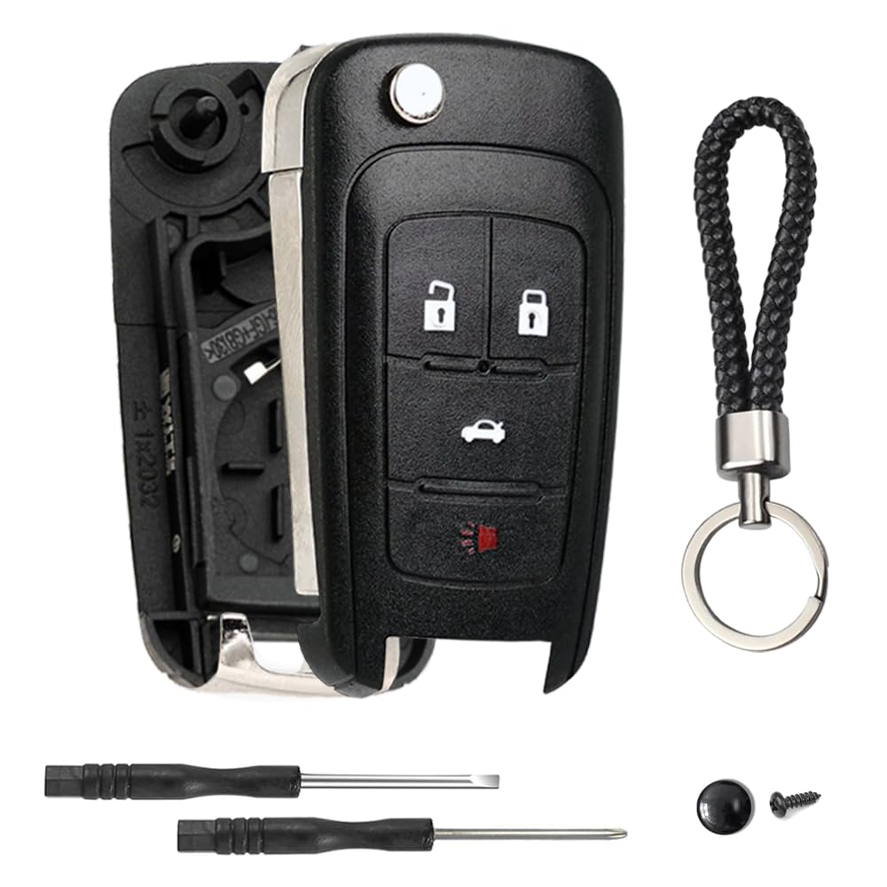 4 Button Key Fob Keyless Entry Remote Shell Case Replacement For Chevy Cruze Equinox Camaro Impala Malibu Sonic Buick Regal Vera
