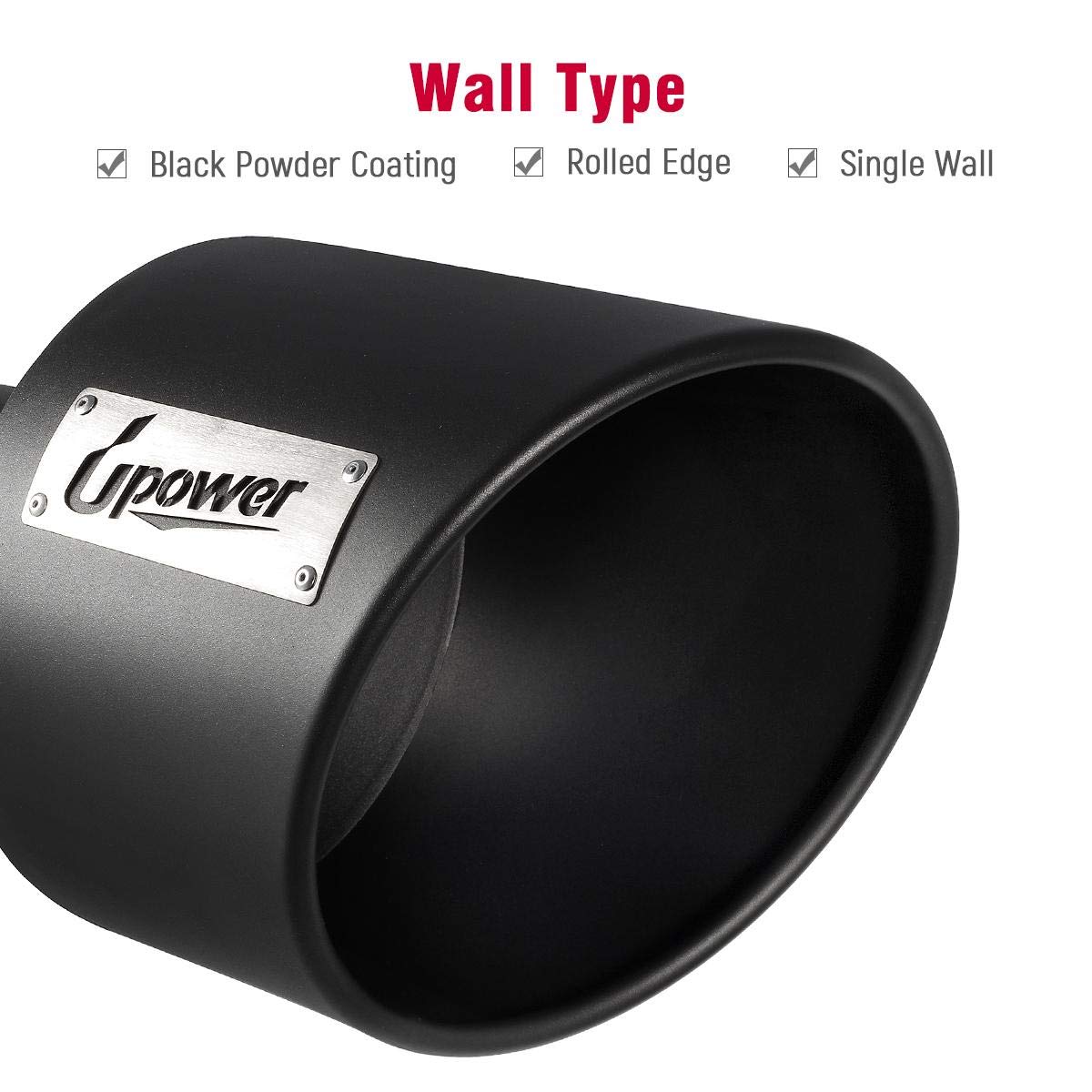 Upower Exhaust Tips 4 '' Inlet 10 '' Outlet 15 '' Black Long Stainless Steel Bolt-On