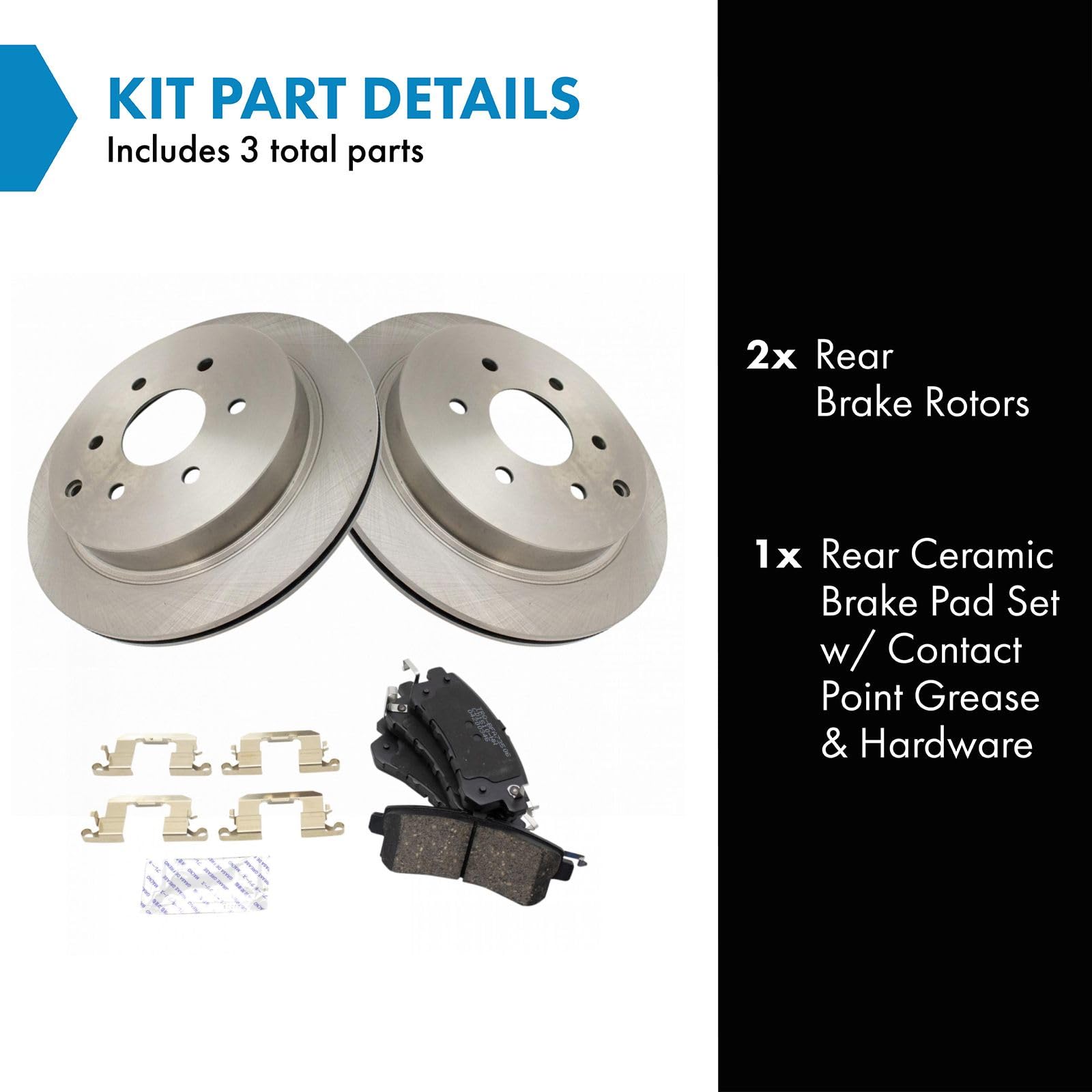TRQ Rear Brake Pad & Rotor Kit Brake Pads Brake Rotor Ceramic Compatible with 2011-2013 INFINITI QX56 2014-2021 QX80 2017-2021 N